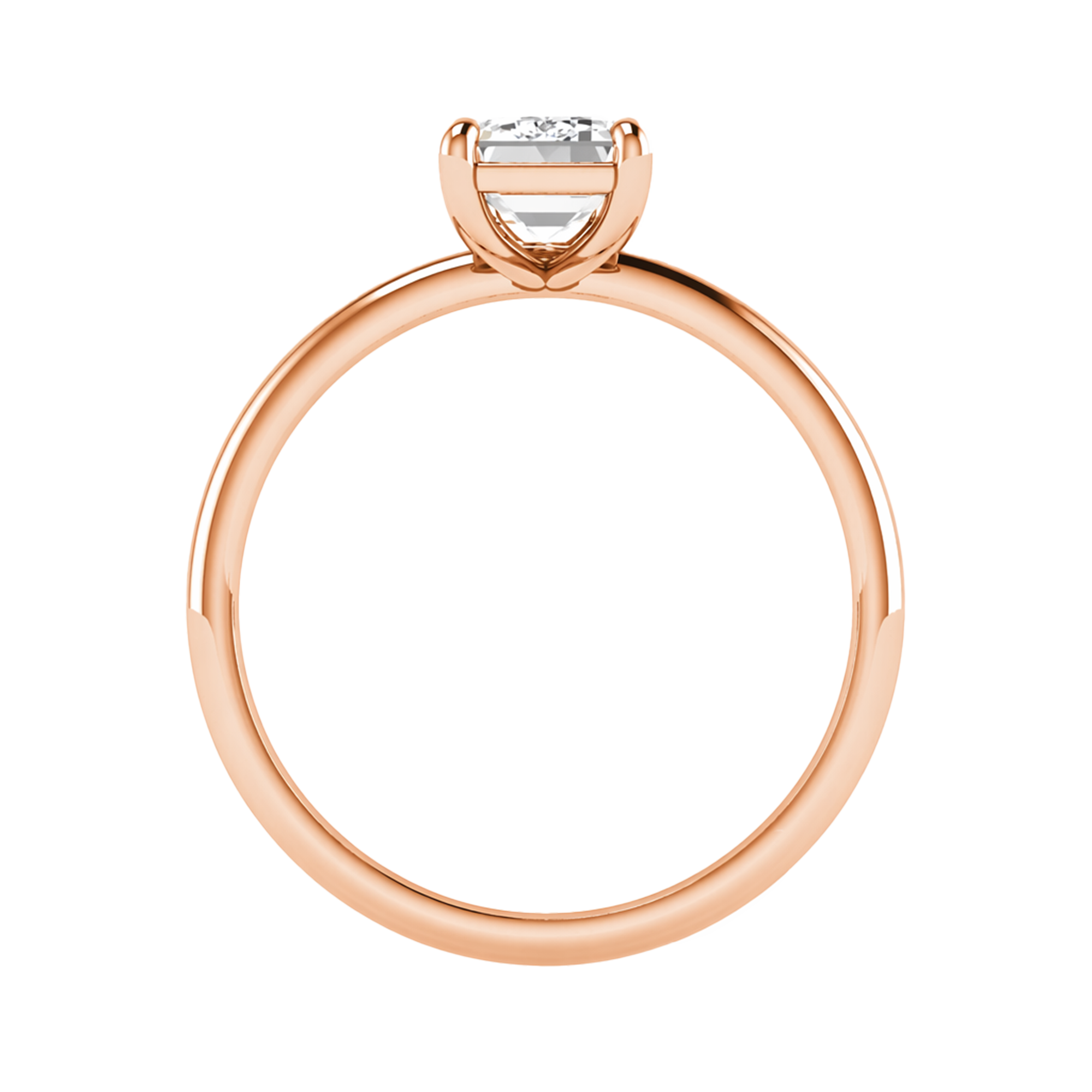 Solitärring mit Smaragdschliff-Diamant und runder Fassung 1-3 Karat