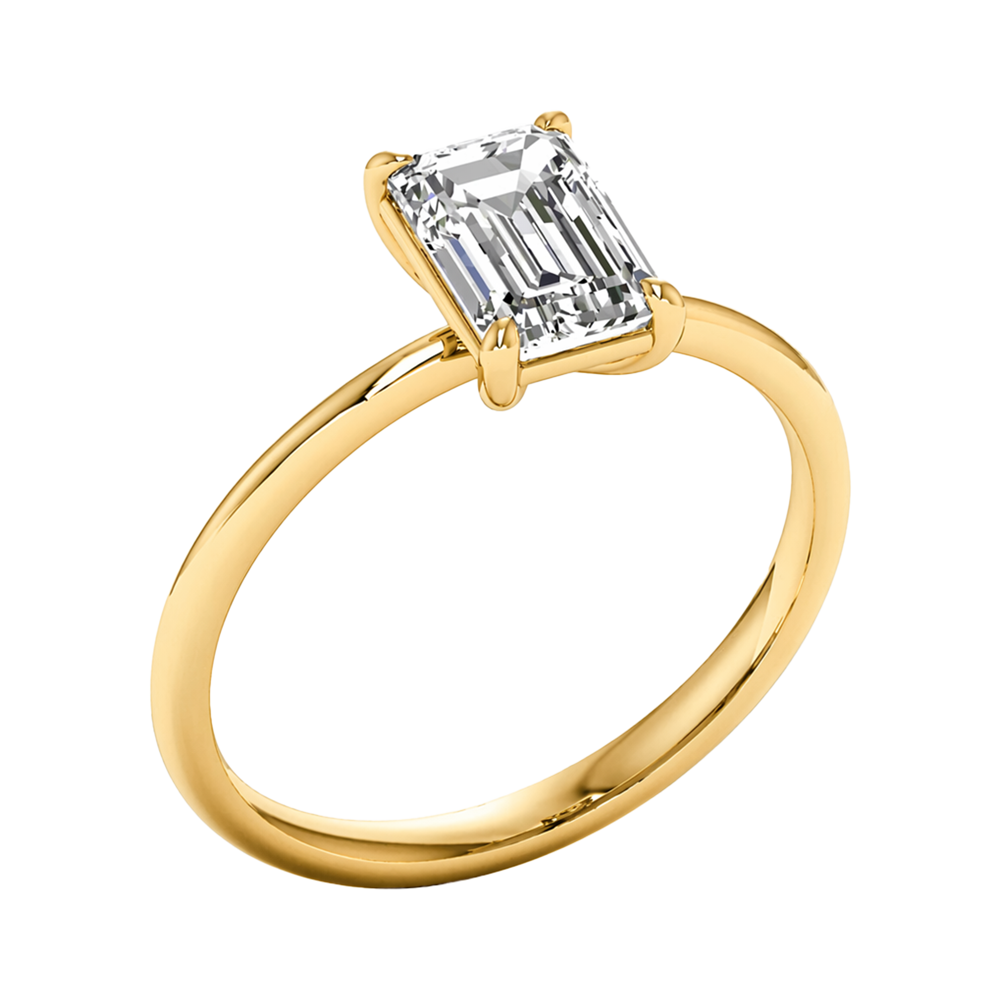 Solitärring mit Smaragdschliff-Diamant und runder Fassung 1-3 Karat
