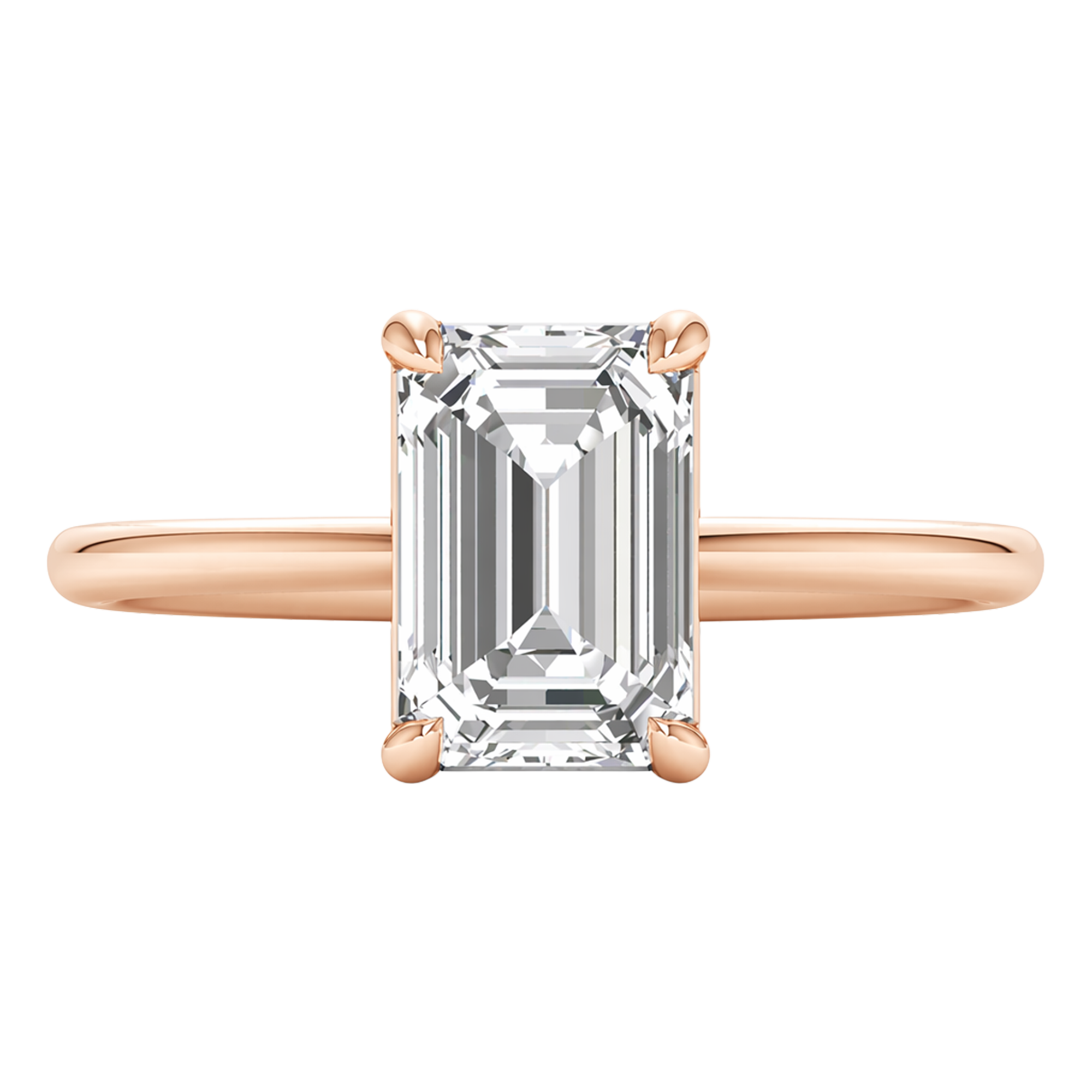 Solitärring mit Smaragdschliff-Diamant und runder Fassung 1-3 Karat