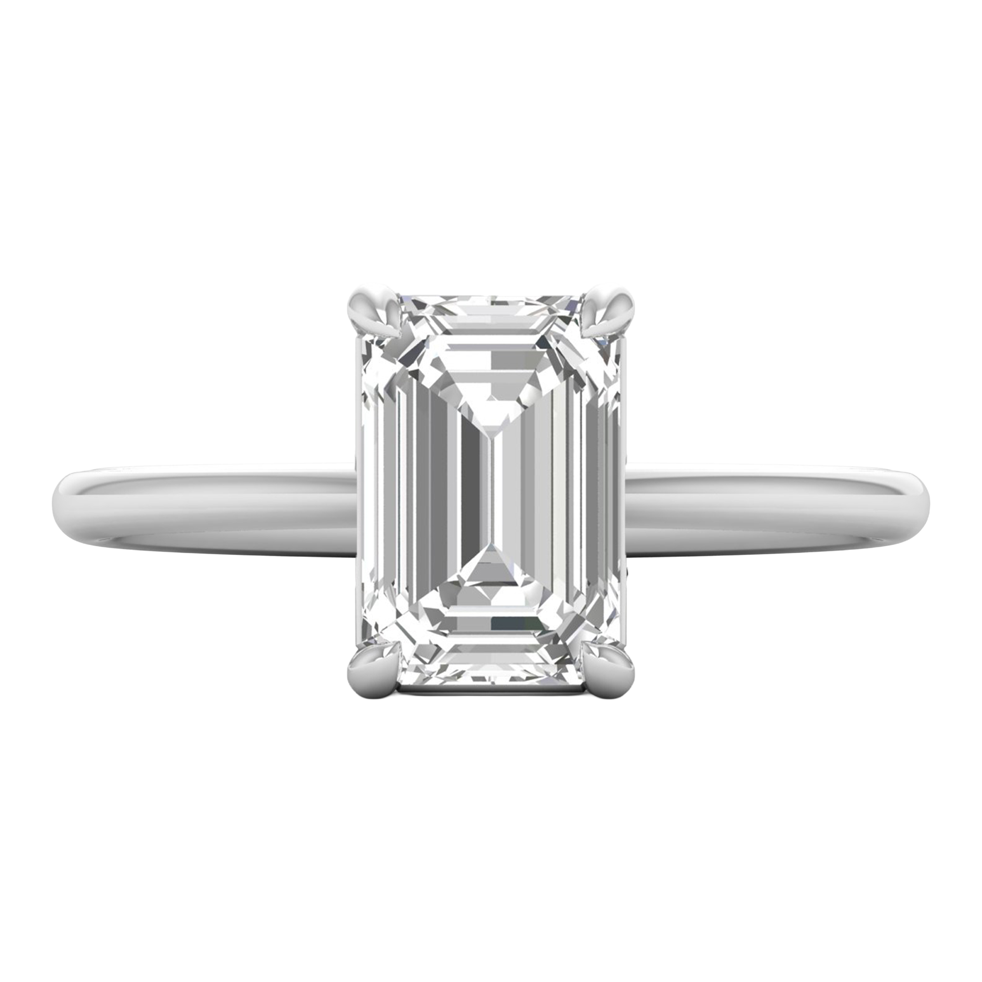 Solitärring mit Smaragdschliff-Diamant und runder Fassung 1-3 Karat