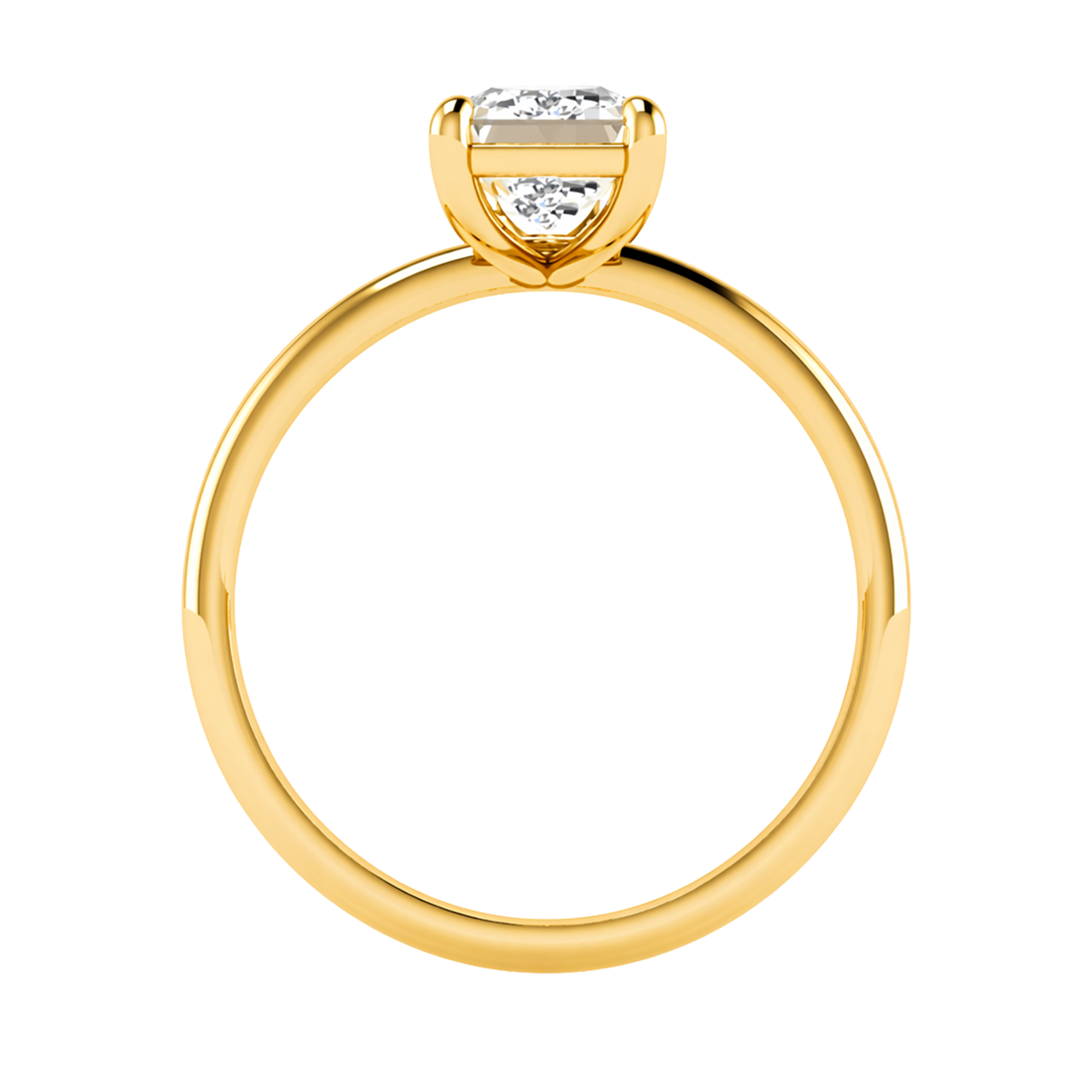 Solitärring mit Smaragdschliff-Diamant und runder Fassung 1-3 Karat