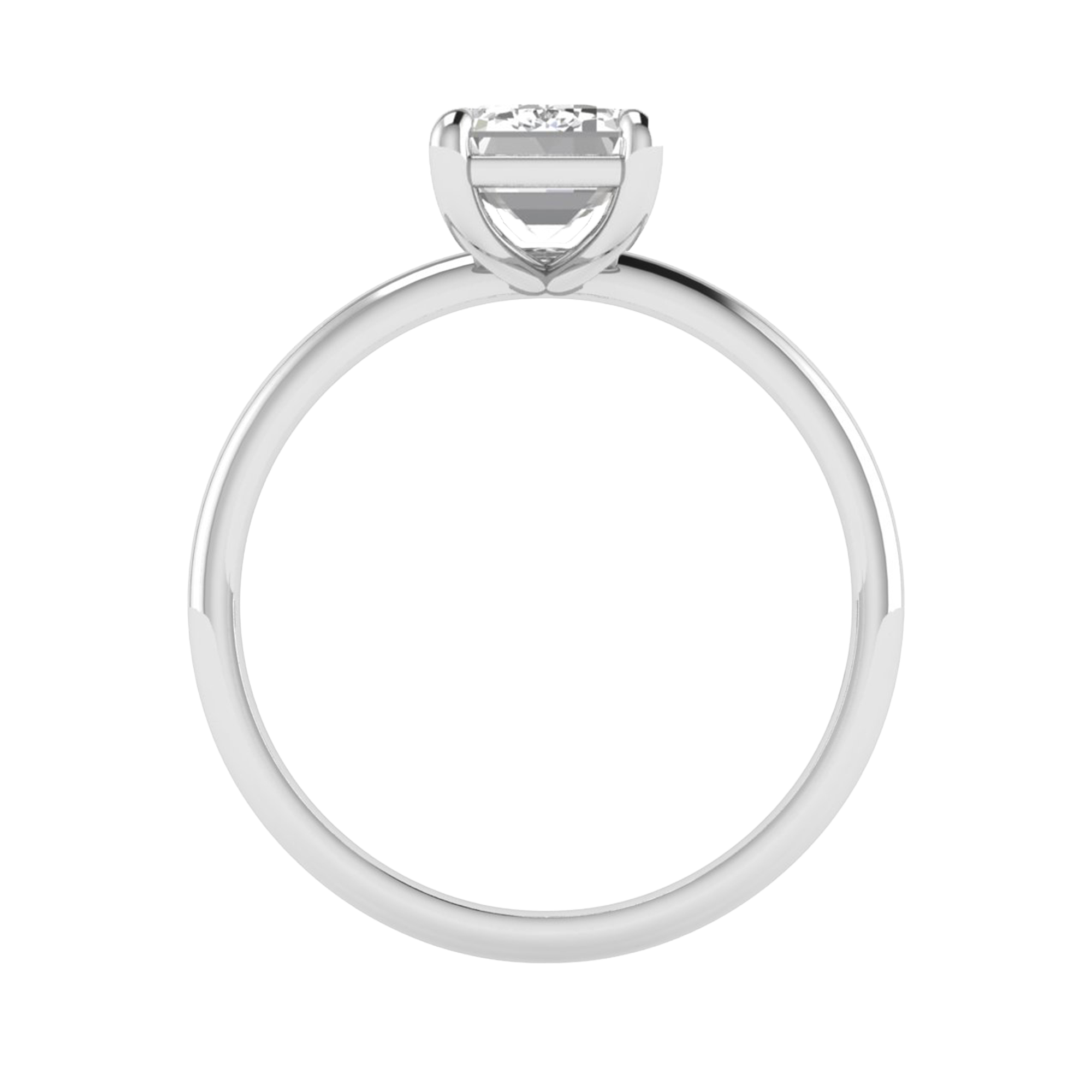 Solitärring mit Smaragdschliff-Diamant und runder Fassung 1-3 Karat