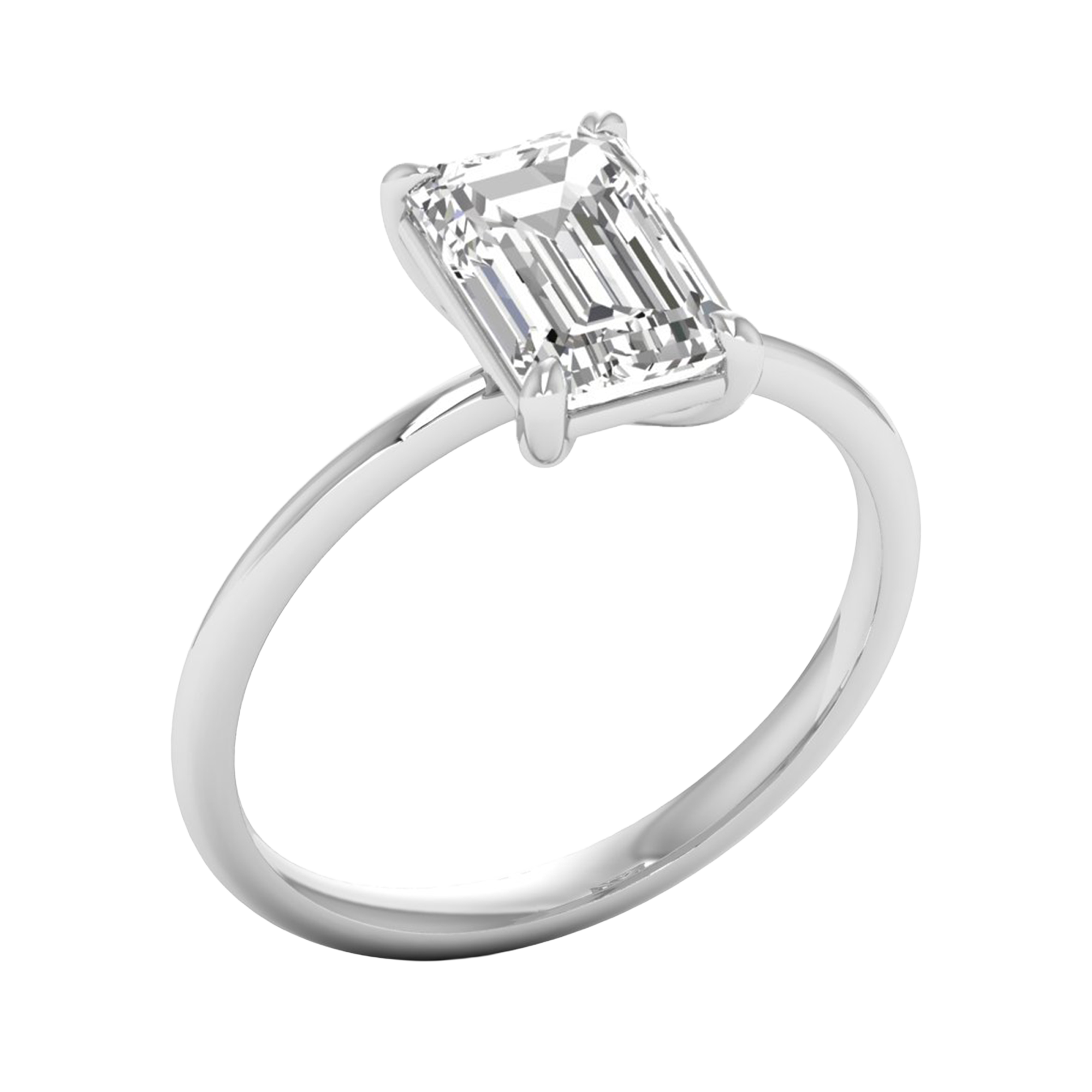 Solitärring mit Smaragdschliff-Diamant und runder Fassung 1-3 Karat