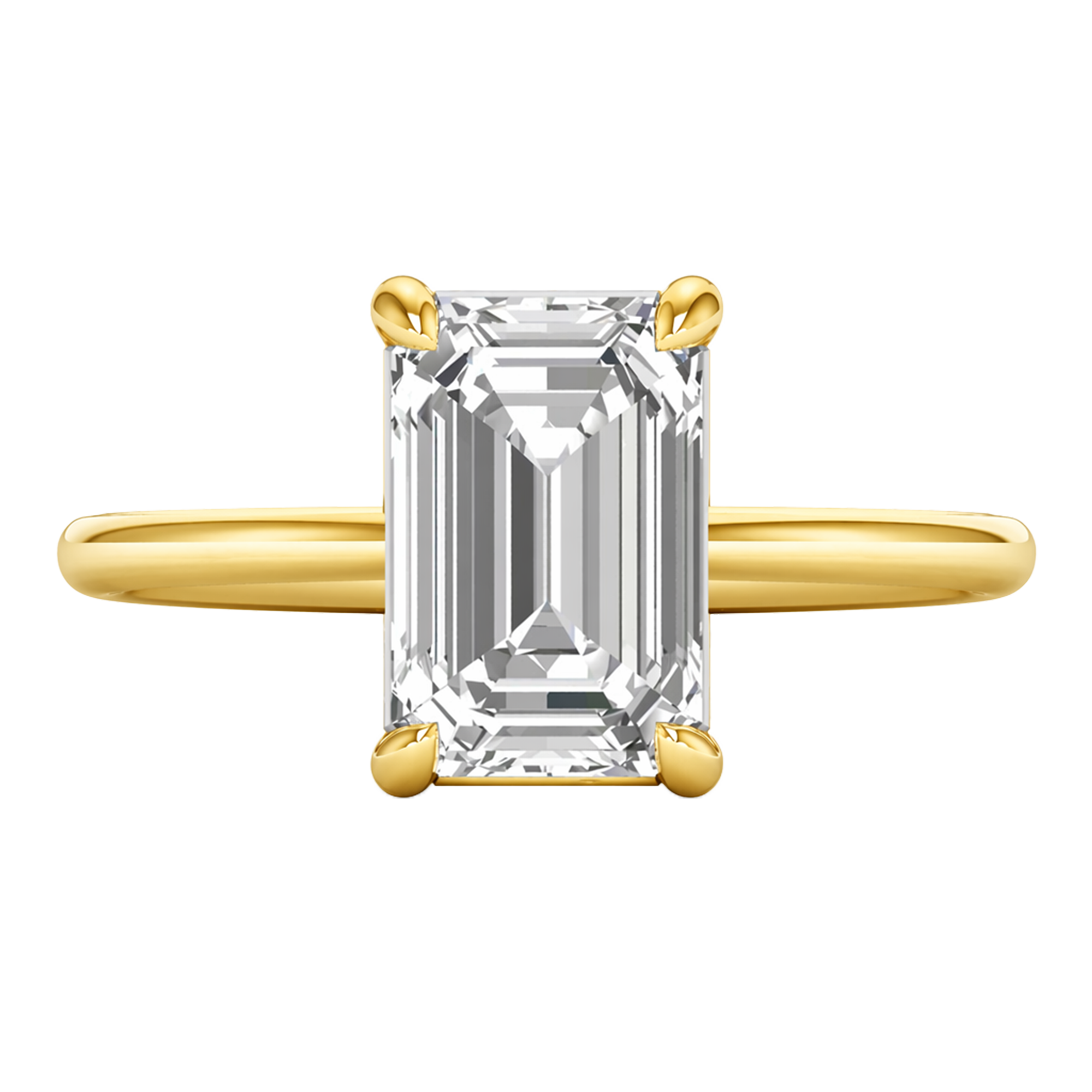 Solitärring mit Smaragdschliff-Diamant und runder Fassung 1-3 Karat