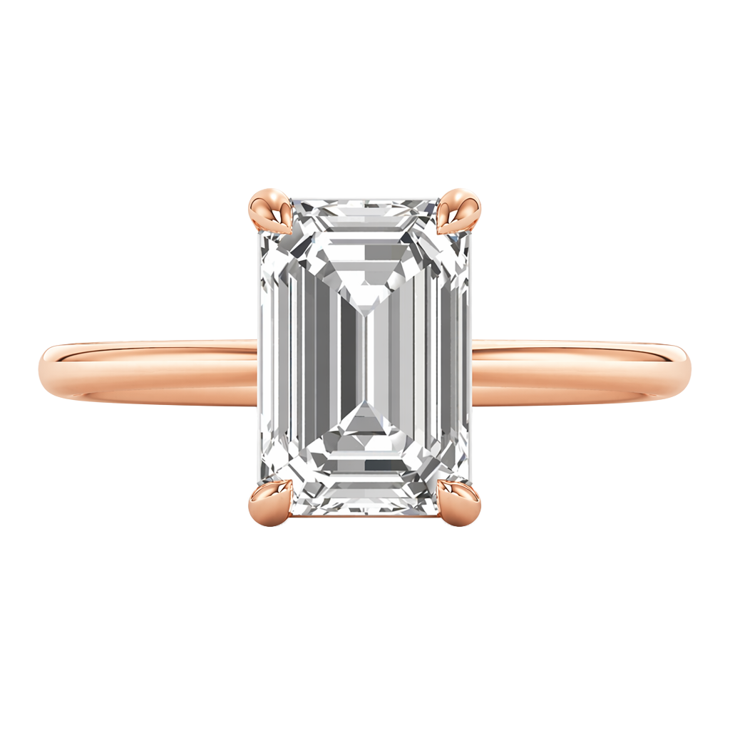 Solitärring mit Smaragdschliff-Diamant und runder Fassung 1-3 Karat