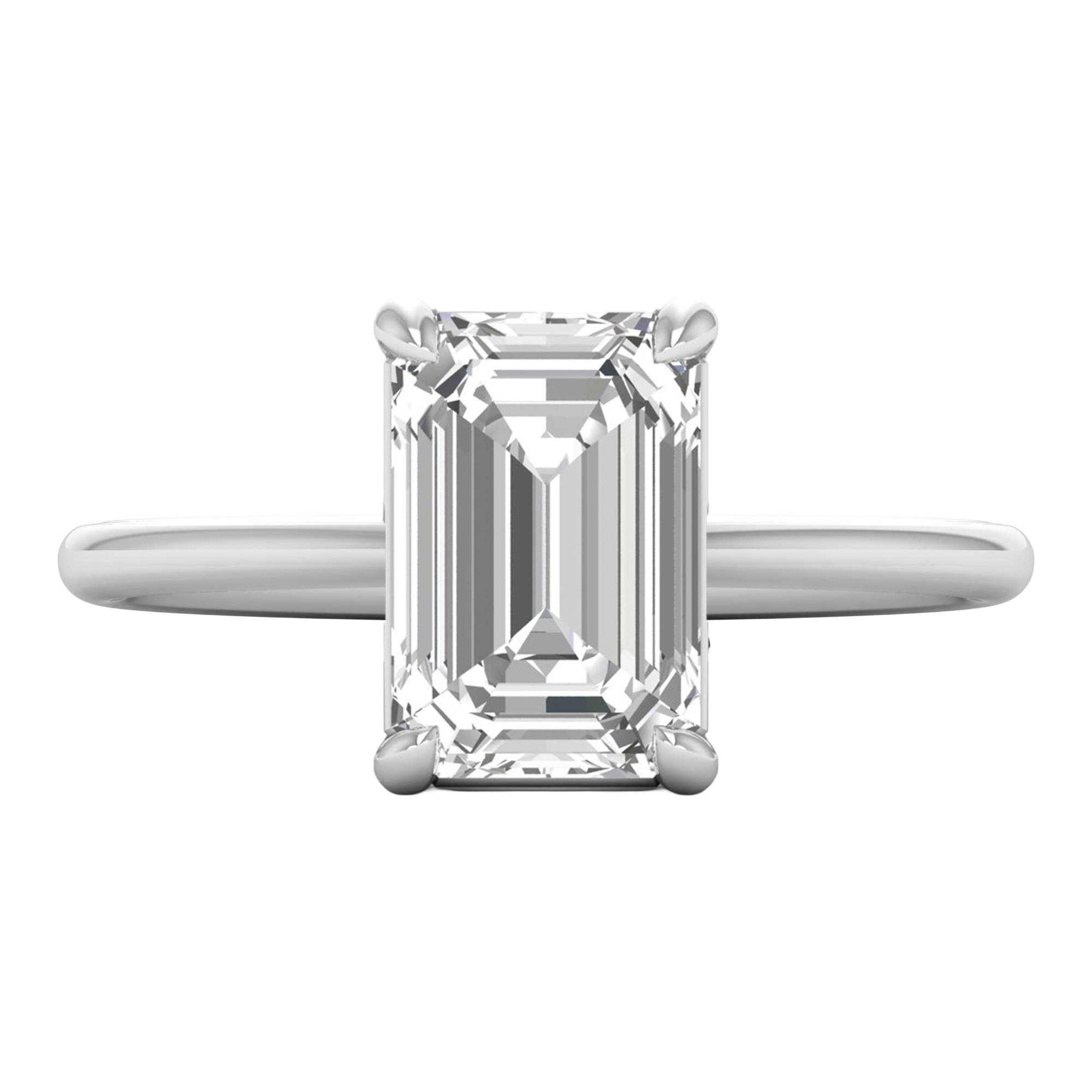 Solitärring mit Smaragdschliff-Diamant und runder Fassung 1-3 Karat