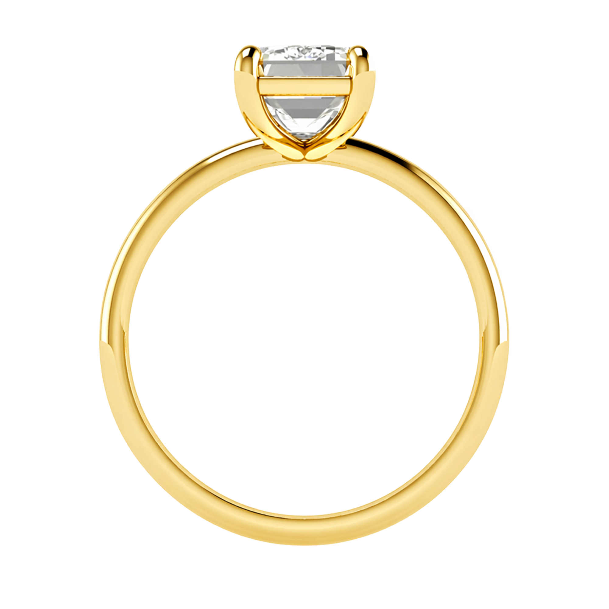 Solitärring mit Smaragdschliff-Diamant und runder Fassung 1-3 Karat