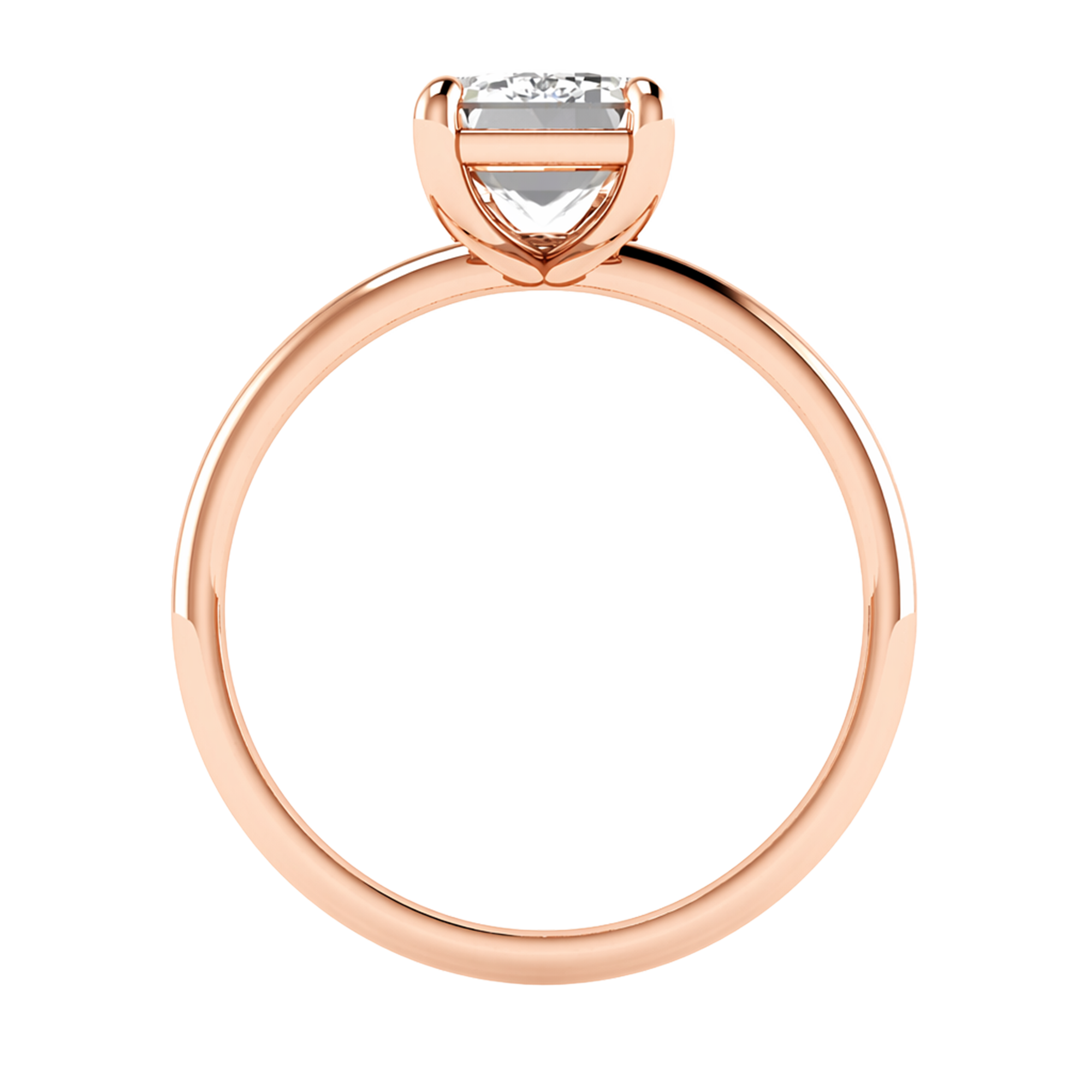 Solitärring mit Smaragdschliff-Diamant und runder Fassung 1-3 Karat