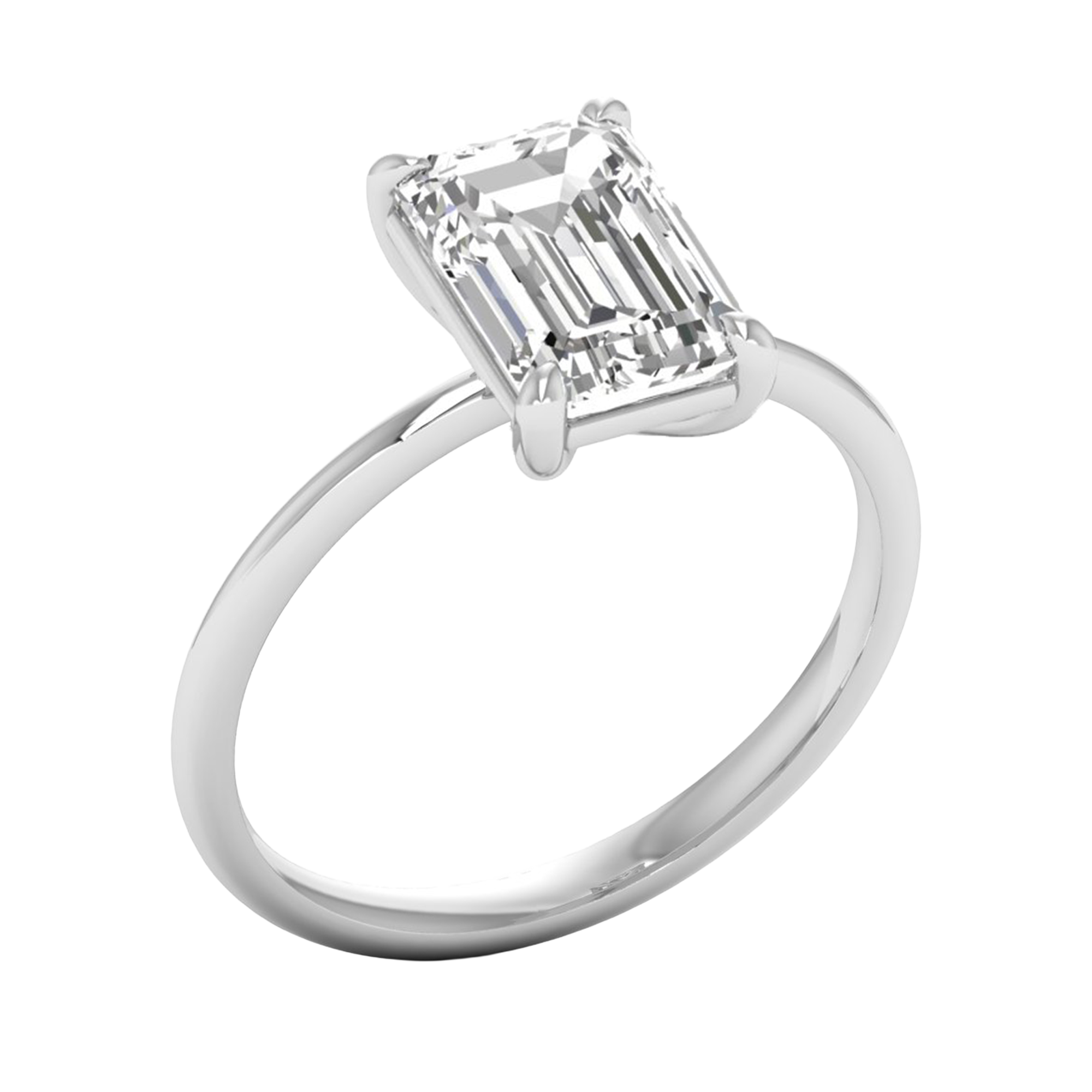 Solitärring mit Smaragdschliff-Diamant und runder Fassung 1-3 Karat
