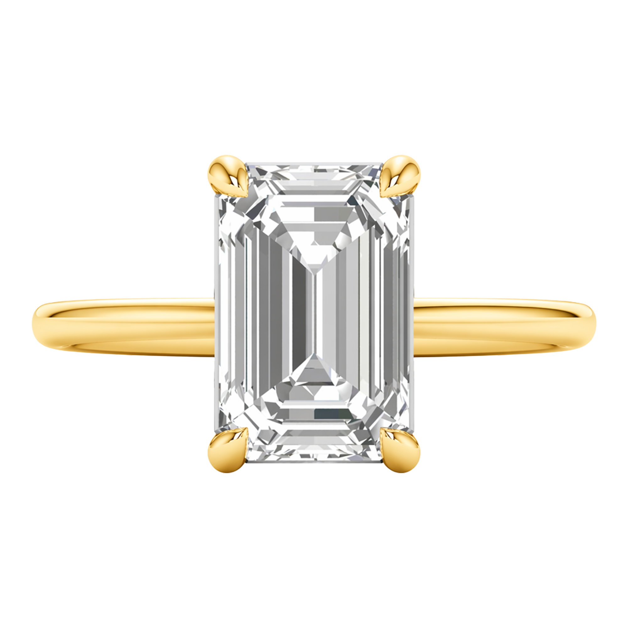 Solitärring mit Smaragdschliff-Diamant und runder Fassung 1-3 Karat