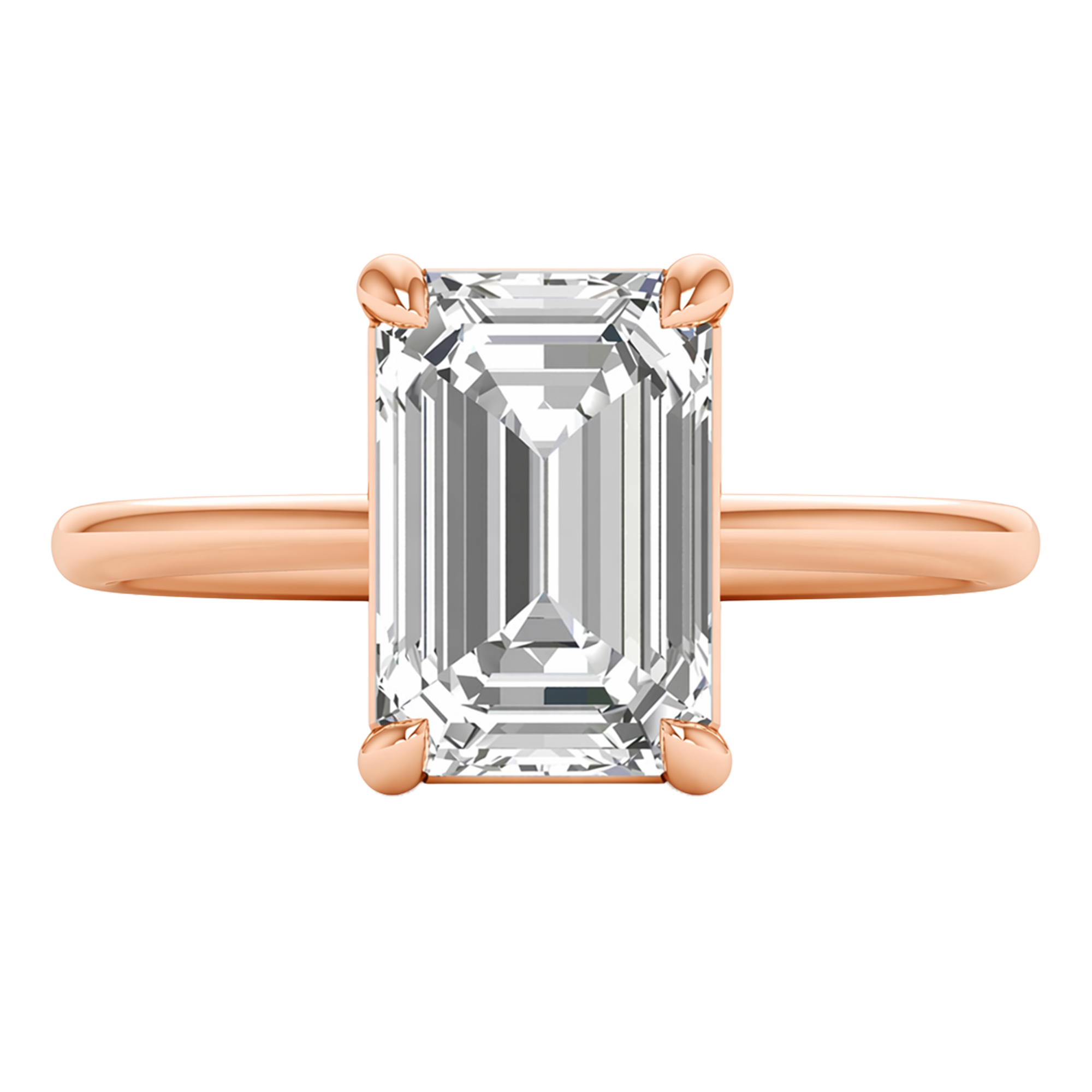 Solitärring mit Smaragdschliff-Diamant und runder Fassung 1-3 Karat