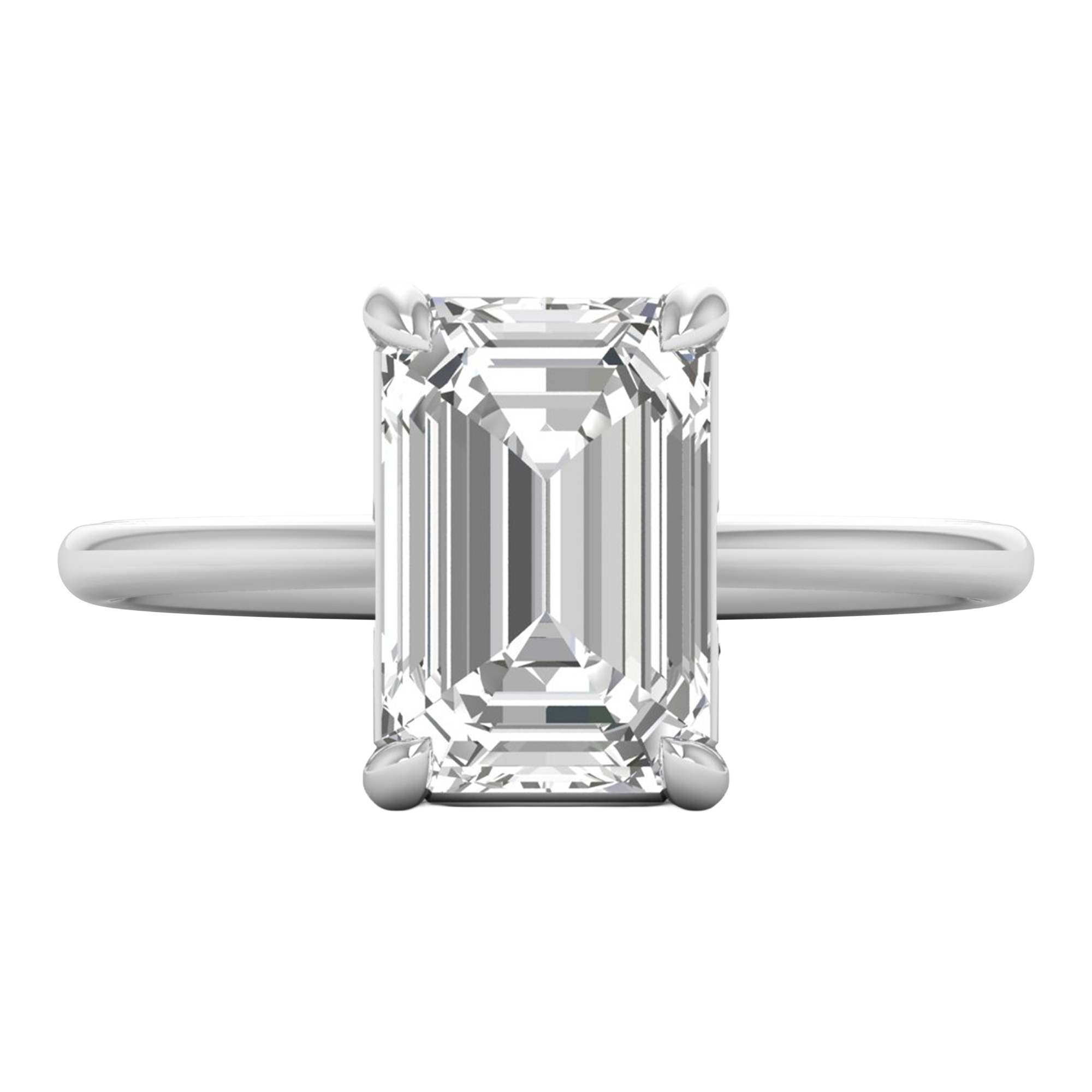 Solitärring mit Smaragdschliff-Diamant und runder Fassung 1-3 Karat