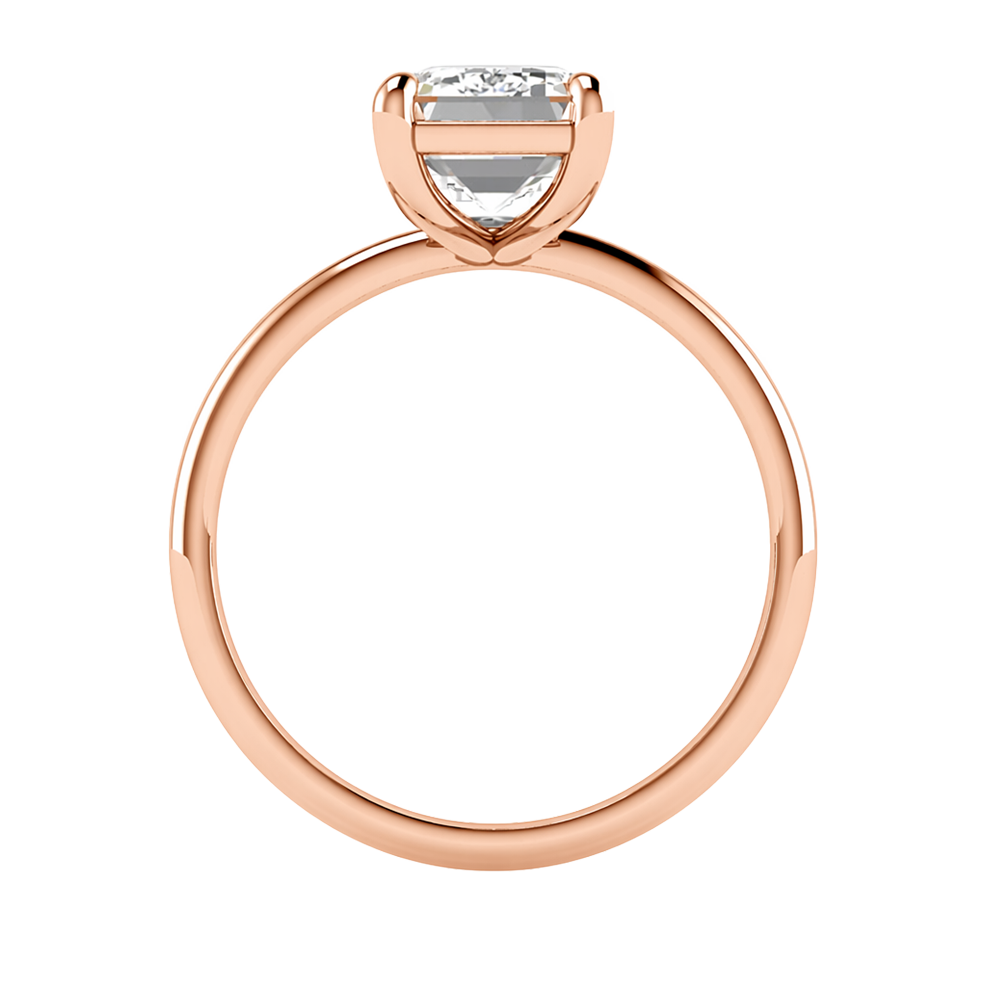 Solitärring mit Smaragdschliff-Diamant und runder Fassung 1-3 Karat