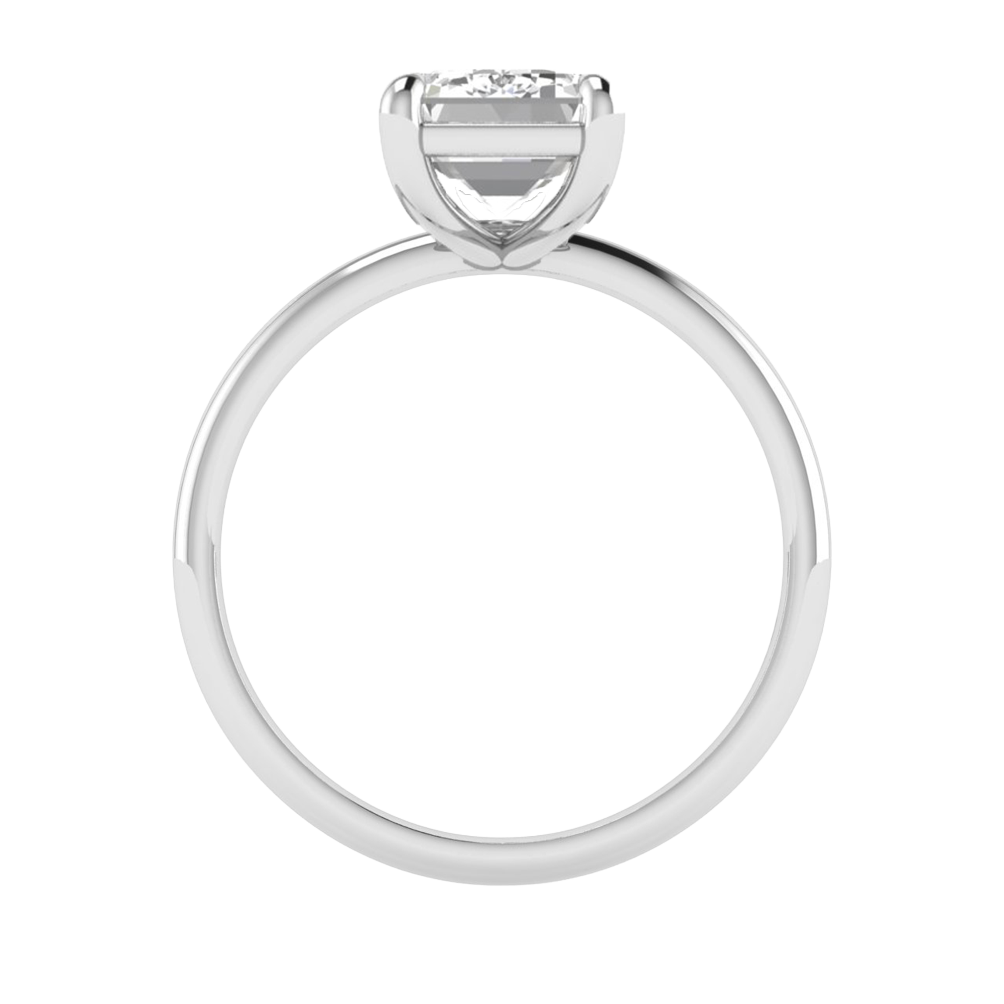 Solitärring mit Smaragdschliff-Diamant und runder Fassung 1-3 Karat