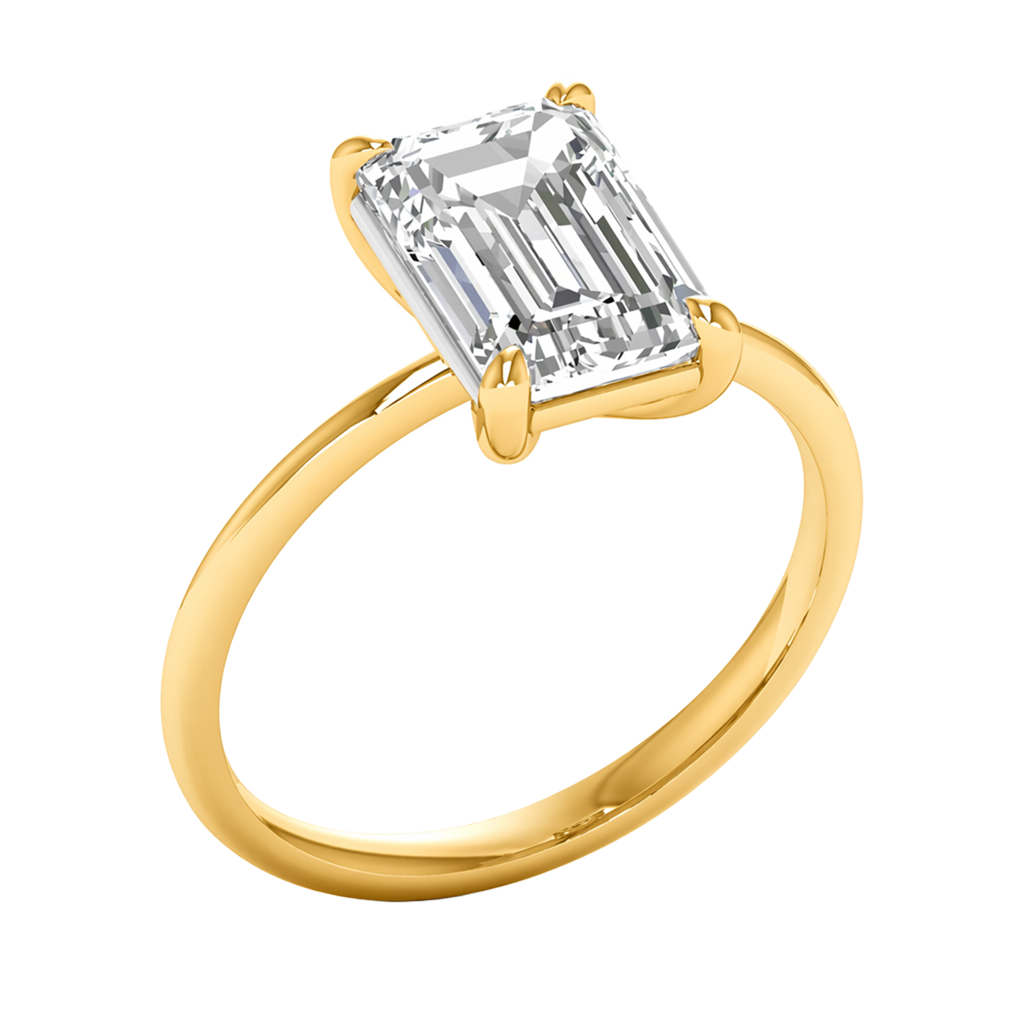 Solitärring mit Smaragdschliff-Diamant und runder Fassung 1-3 Karat