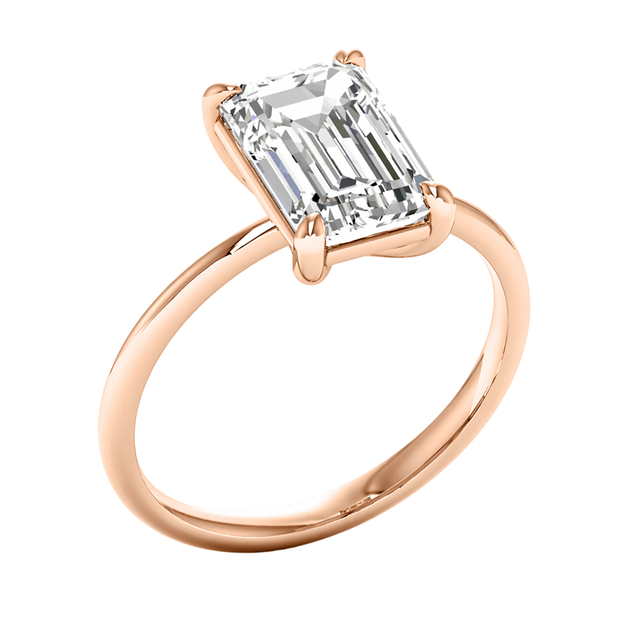 Solitärring mit Smaragdschliff-Diamant und runder Fassung 1-3 Karat
