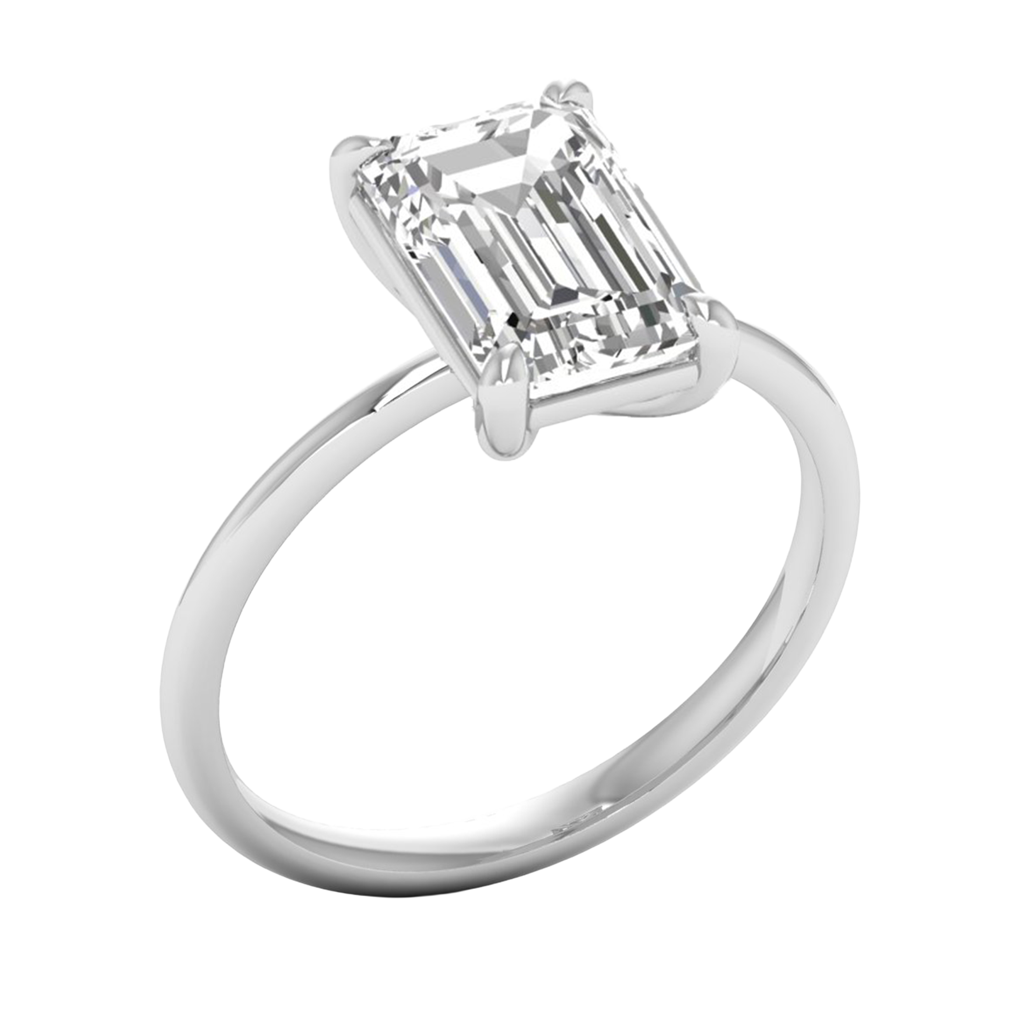 Solitärring mit Smaragdschliff-Diamant und runder Fassung 1-3 Karat