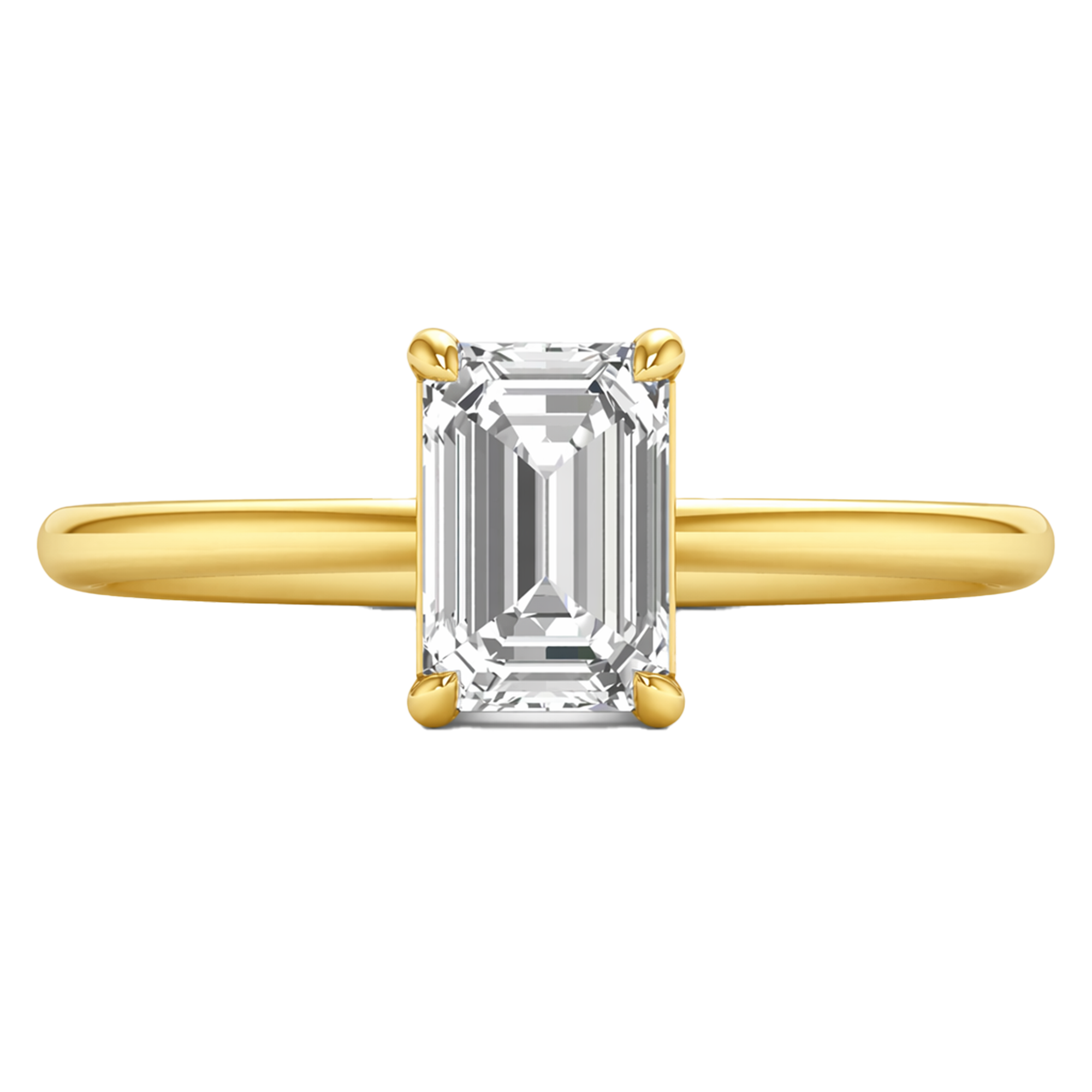 Solitärring mit Smaragdschliff-Diamant und runder Fassung 1-3 Karat