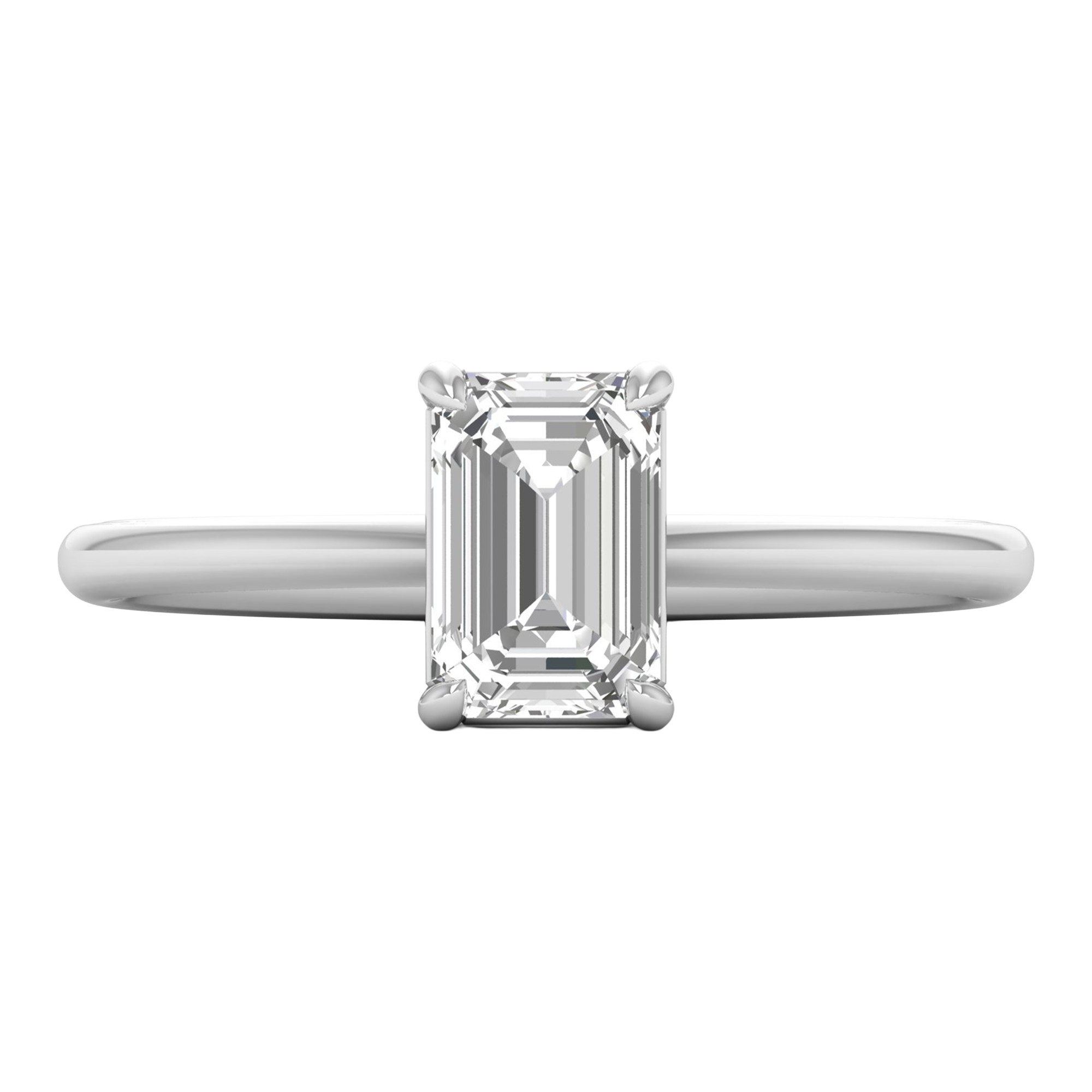 Solitärring mit Smaragdschliff-Diamant und runder Fassung 1-3 Karat
