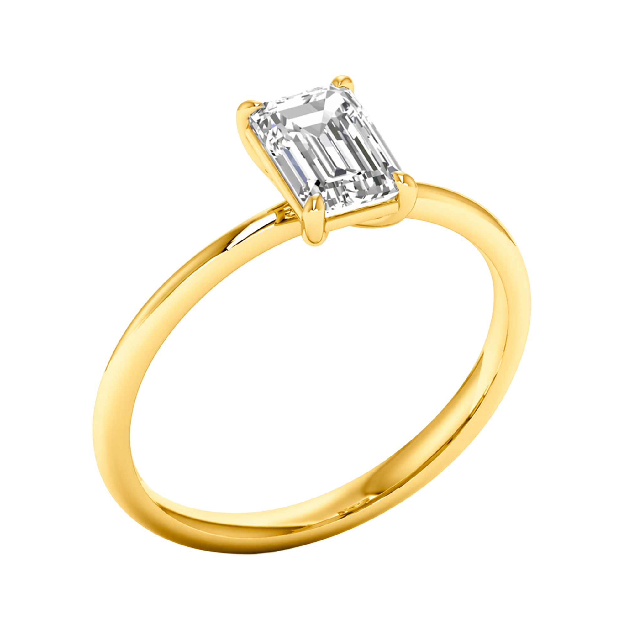 Solitärring mit Smaragdschliff-Diamant und runder Fassung 1-3 Karat