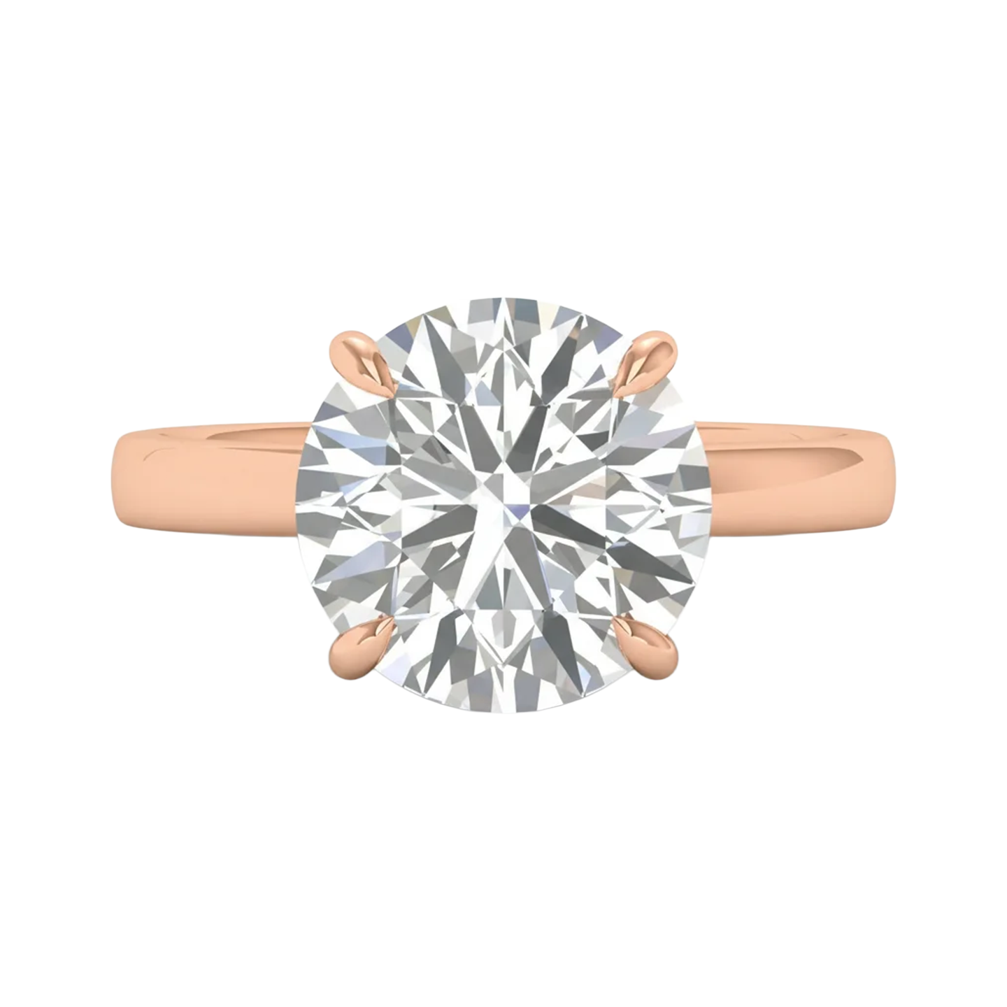 Solitaire Ring met Grote Diamant 5 karaat en half-round Band