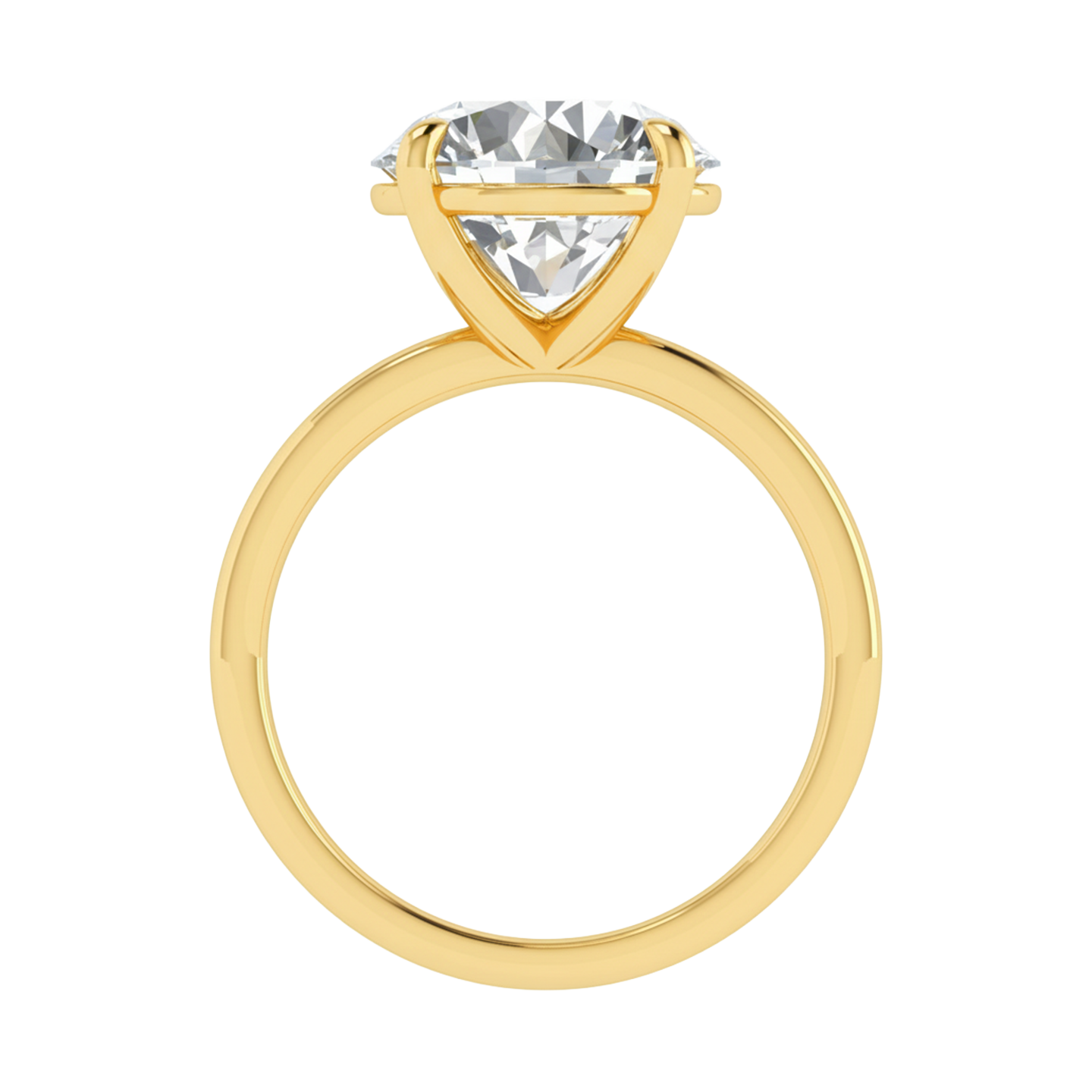 Solitaire Ring met Grote Diamant 5 karaat en half-round Band