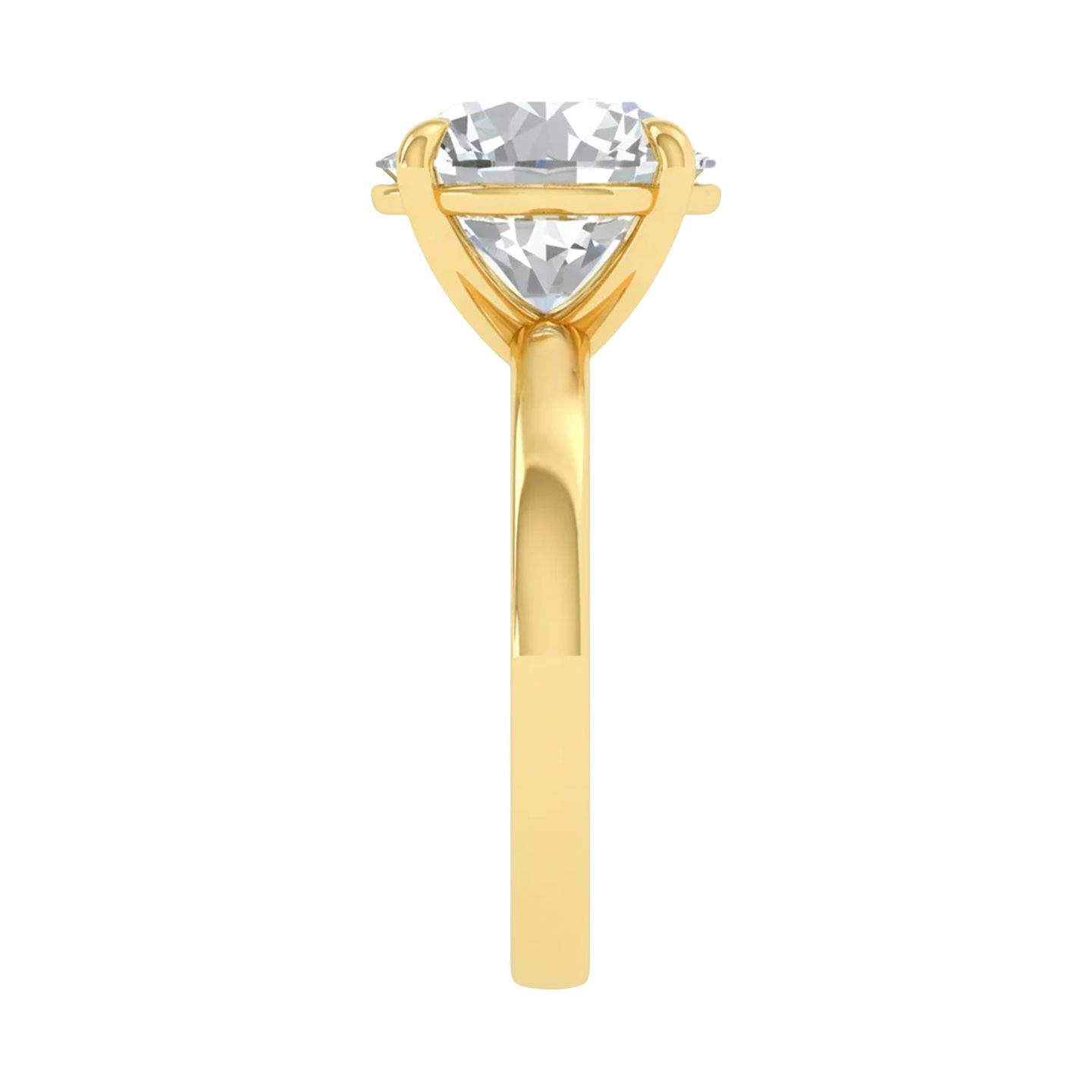 Solitaire Ring met Grote Diamant 5 karaat en half-round Band