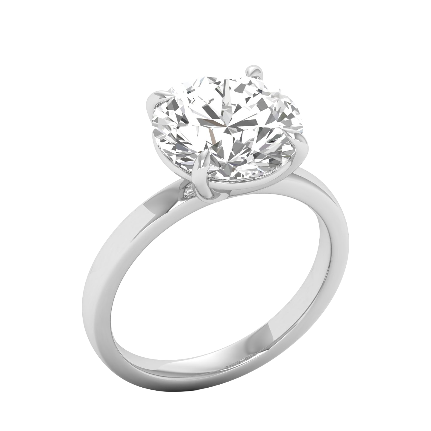 Solitaire Ring met Grote Diamant 5 karaat en half-round Band