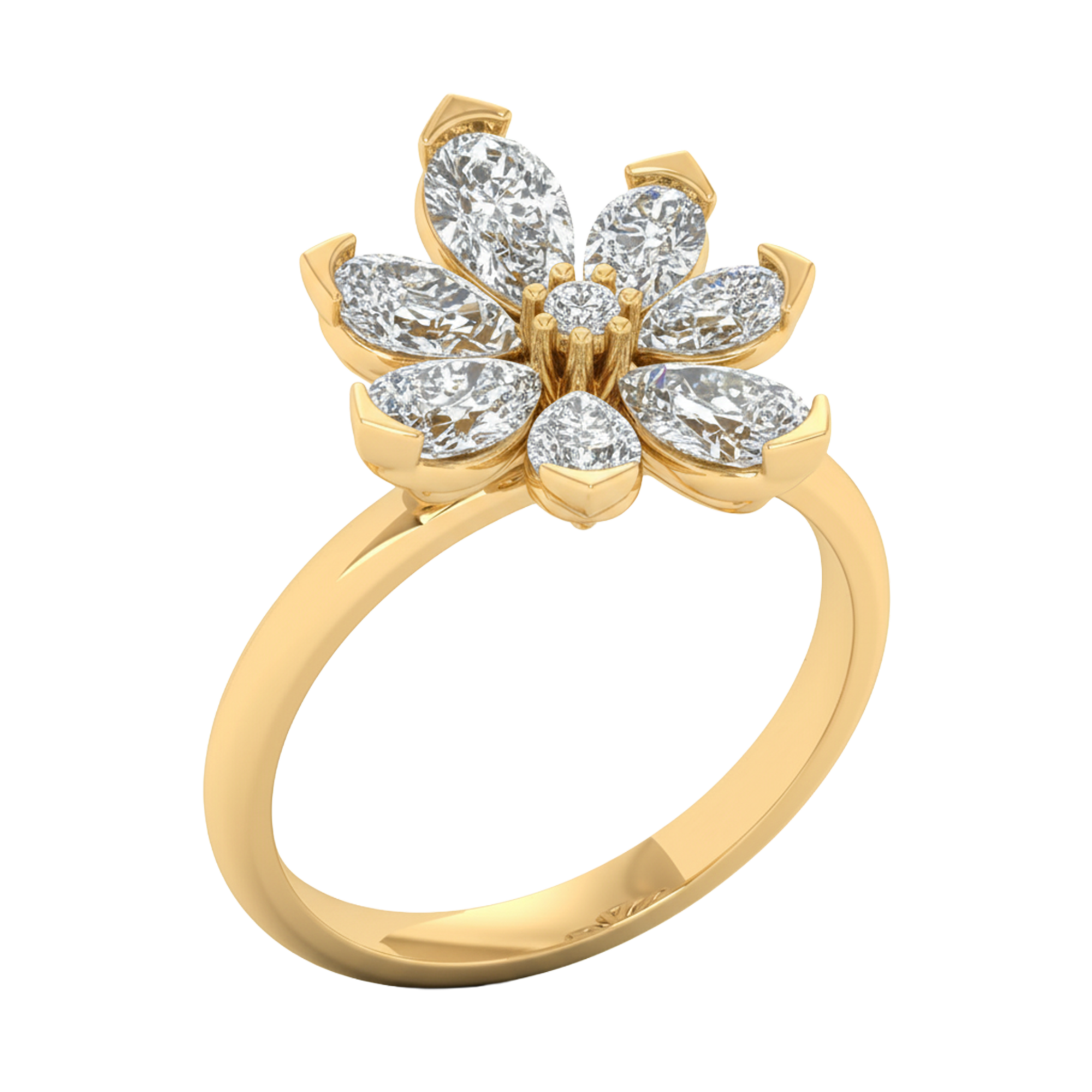 Entourage ring met bloemdesign van peer en ronde diamanten 1,7 karaat