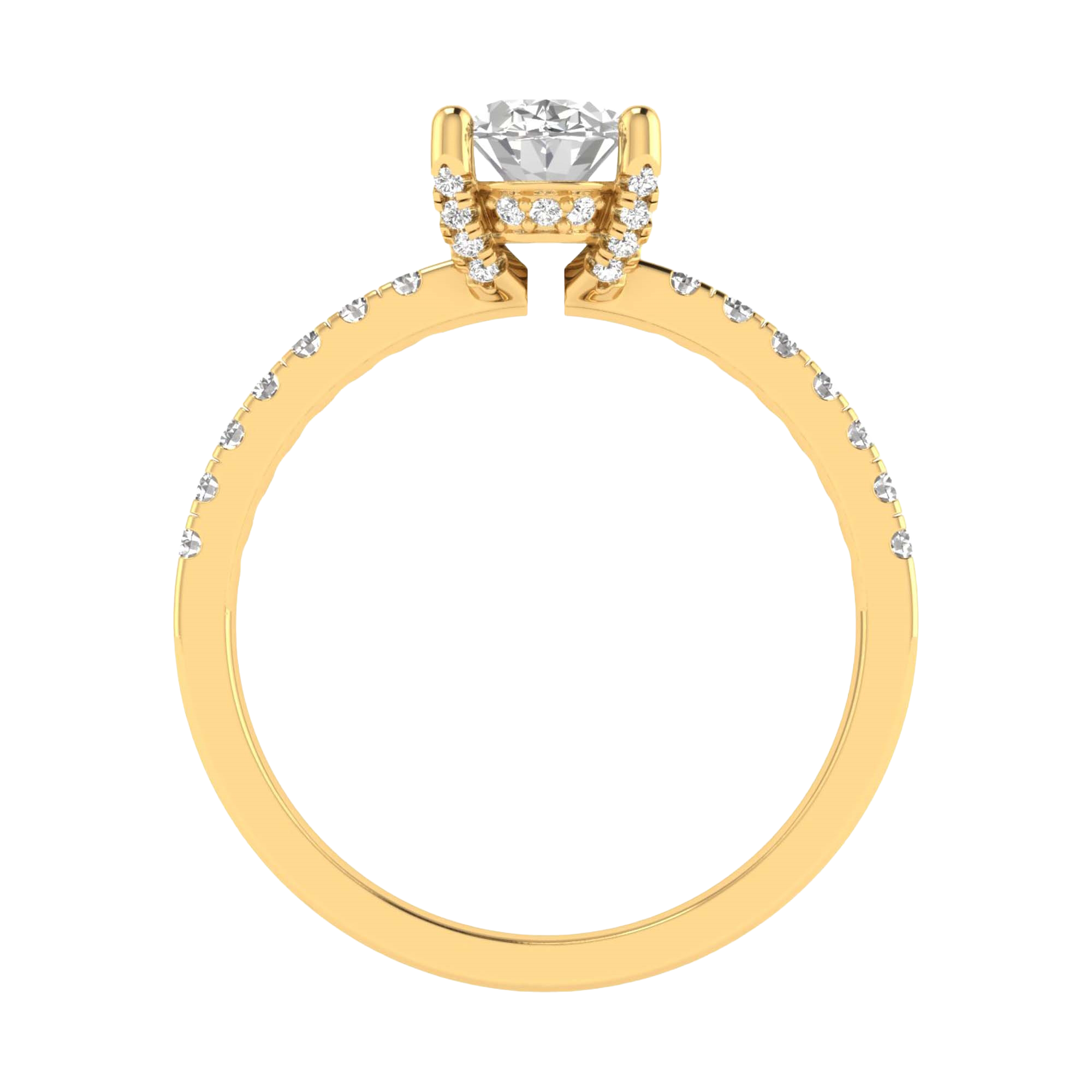 Ovaal 1.3 karaat solitair met hidden halo en prong‑diamanten