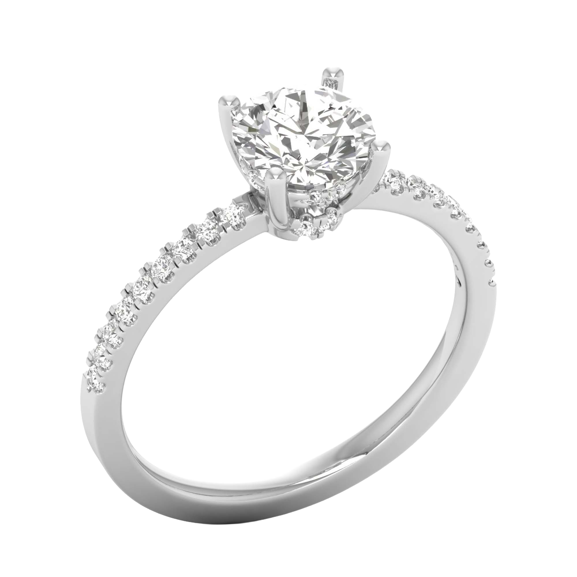Portuguese cut ring with hidden halo 1.2 carat