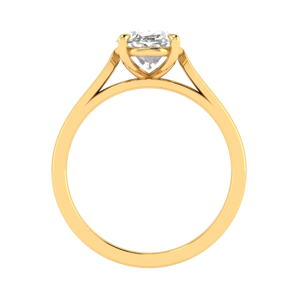 Ovale Solitaire Ring met 4‑Poots Zetting en Flat‑Rectangular Band 0,25–3 karaat