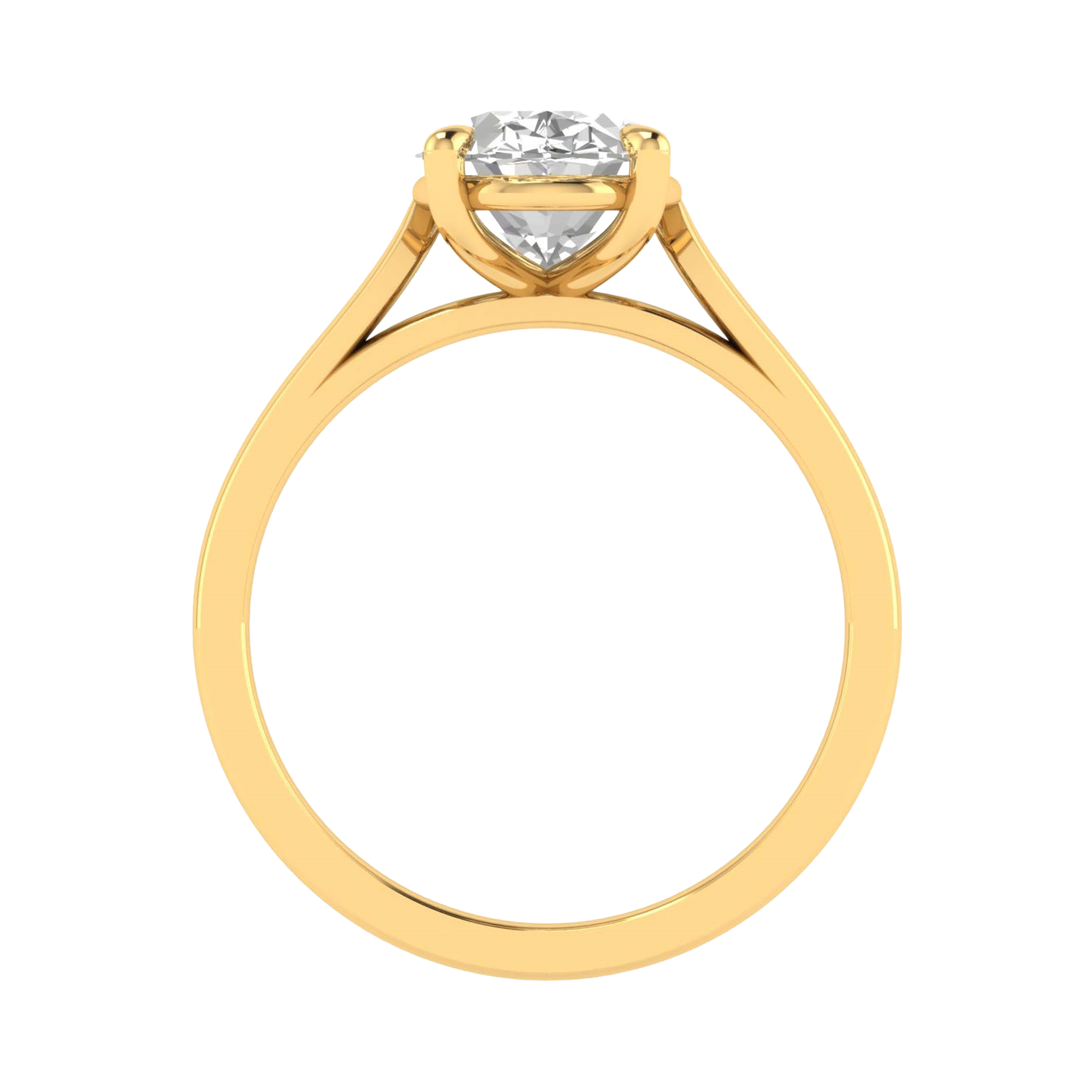 Ovale Solitaire Ring met 4‑Poots Zetting en Flat‑Rectangular Band 0,25–3 karaat