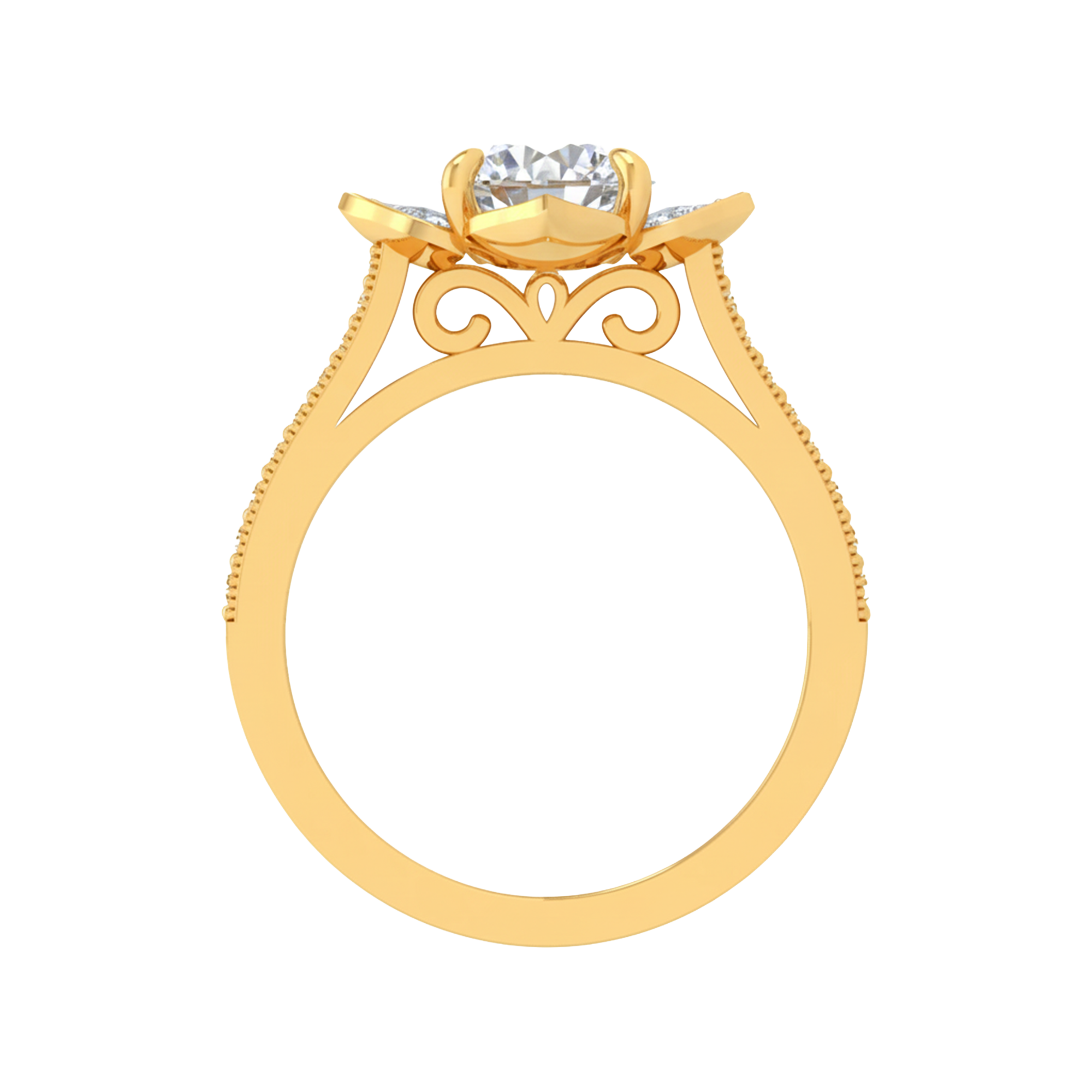 Entourage ring met bloemdesign en sierlijke banddetails 1,79 karaat