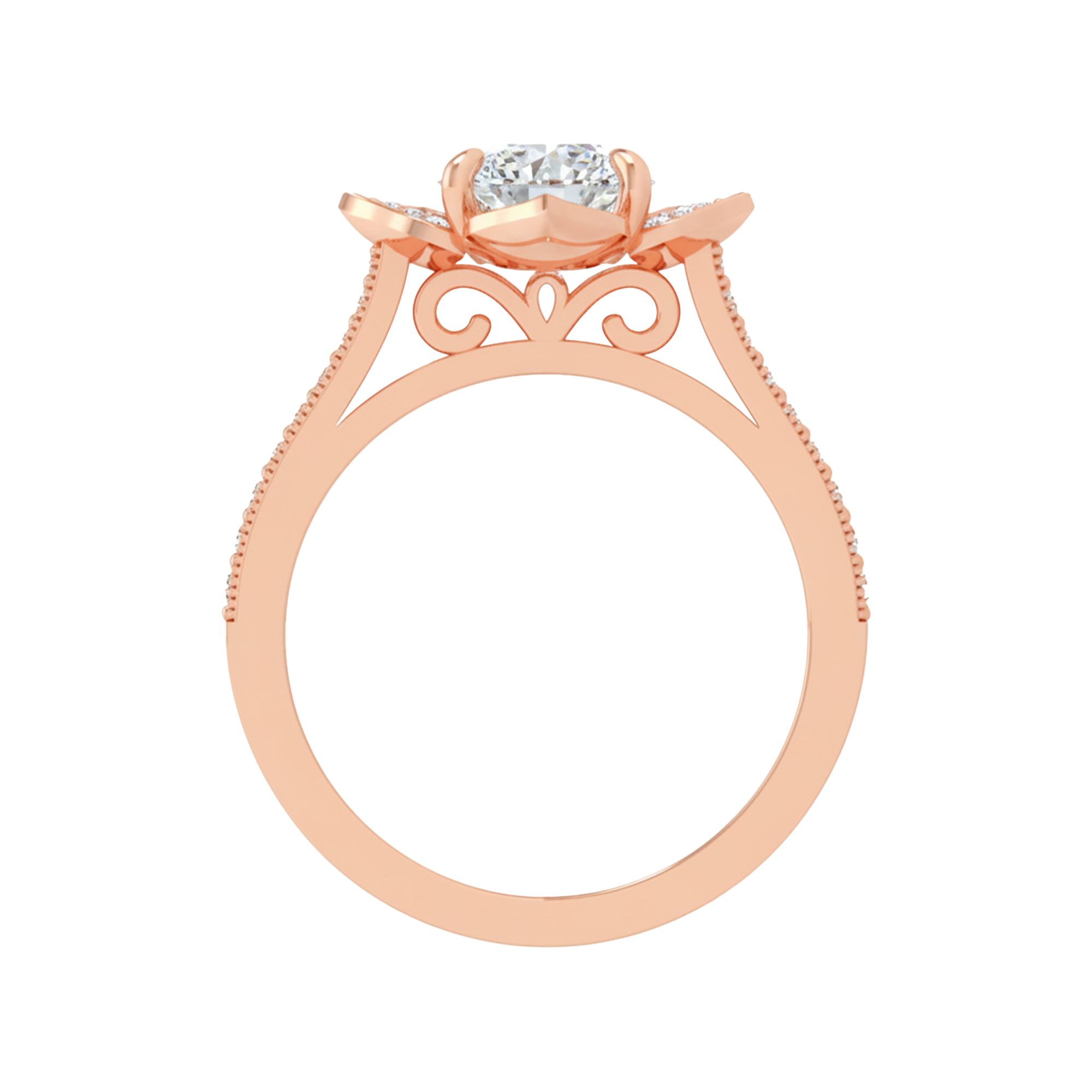 Entourage ring met bloemdesign en sierlijke banddetails 1,79 karaat