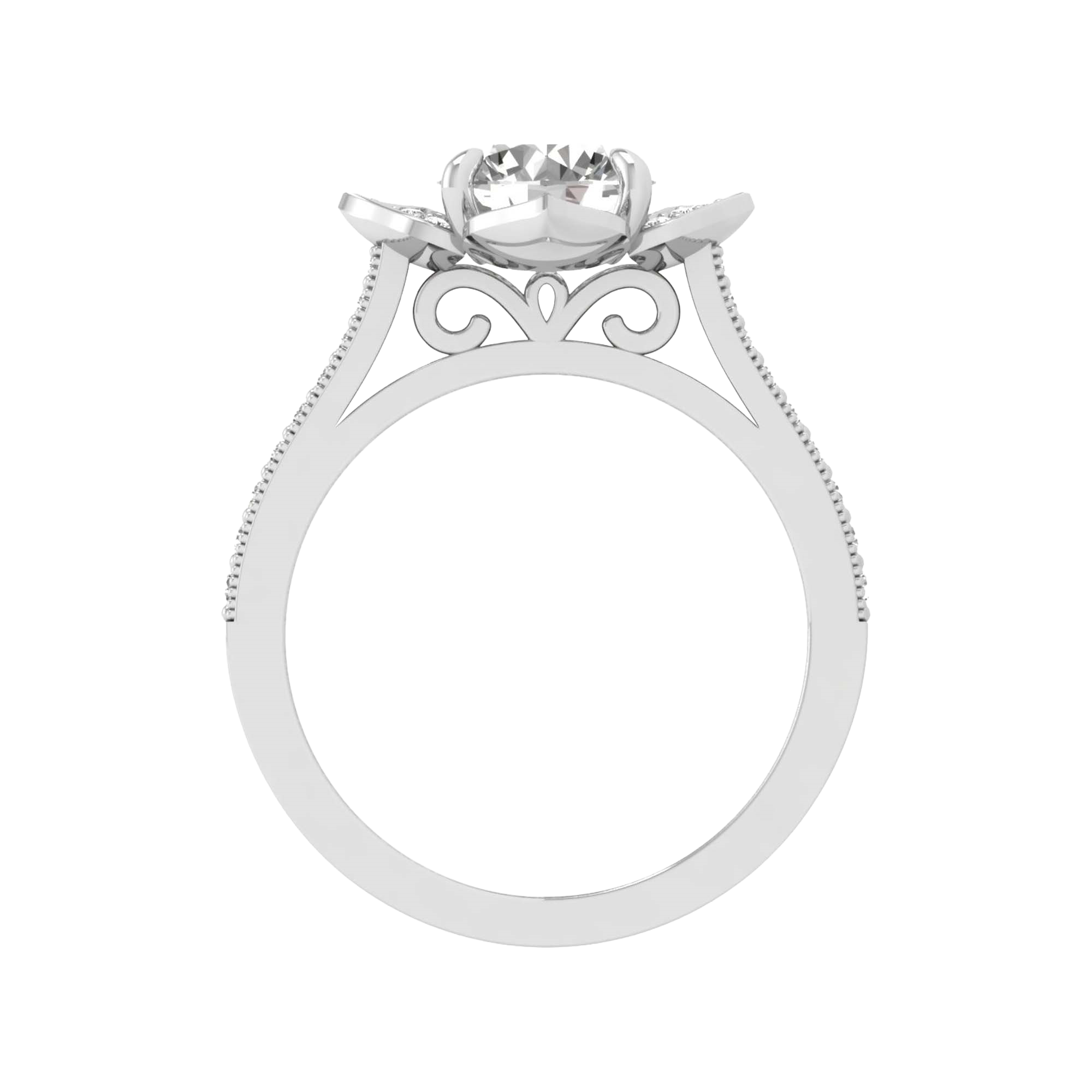 Entourage ring met bloemdesign en sierlijke banddetails 1,79 karaat