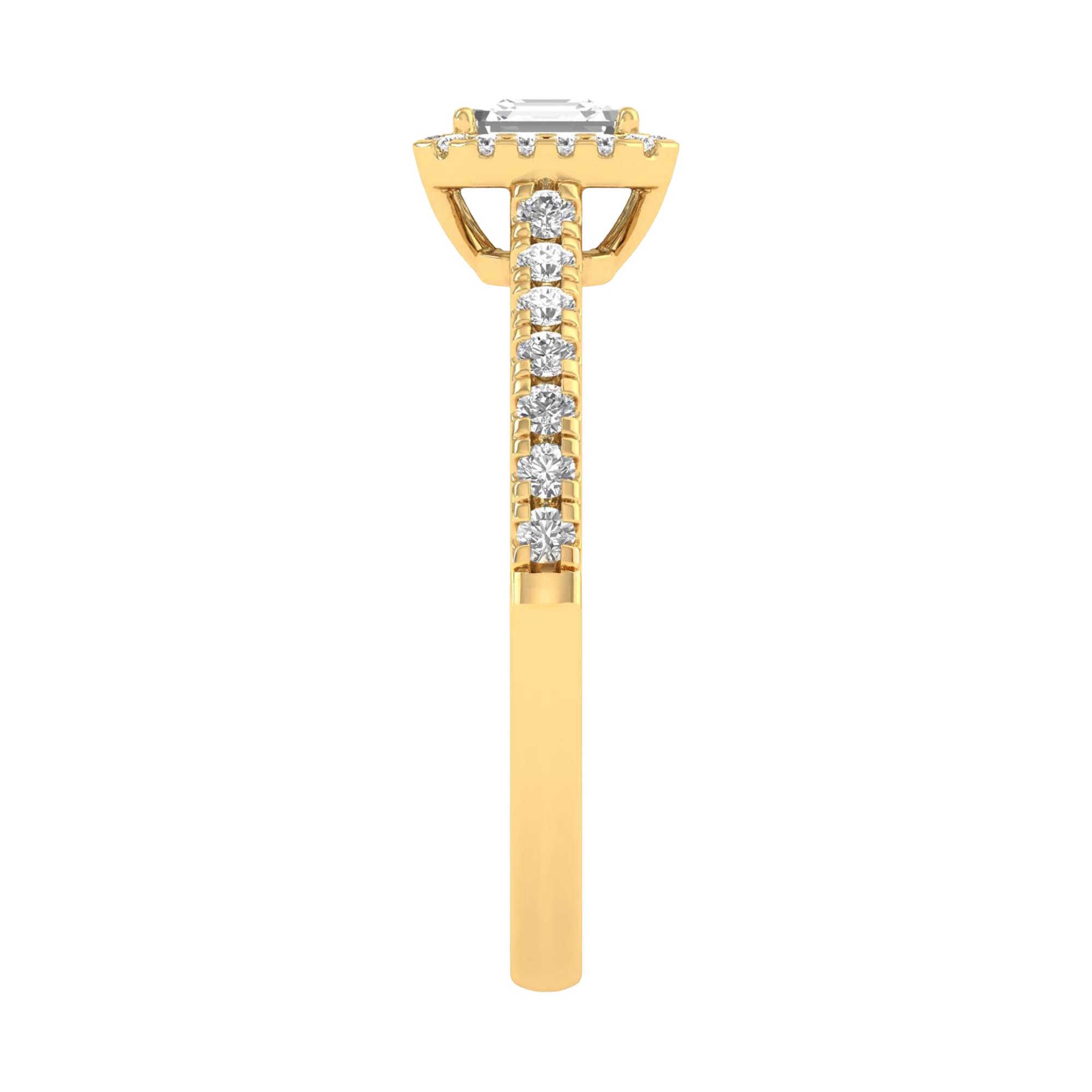 Asscher Halo Ring with Pavé Band 0.8–3.73 Carat