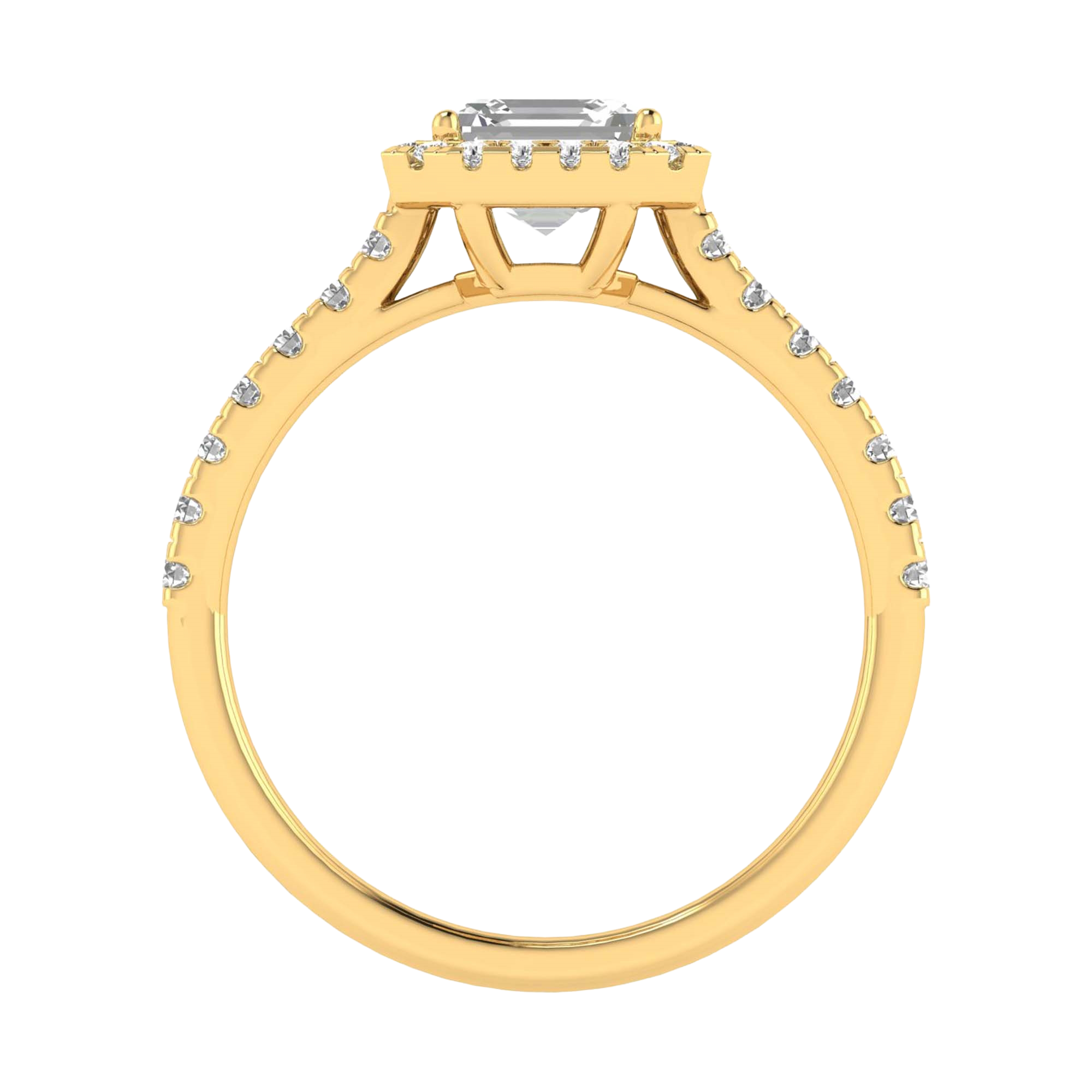 Asscher Halo Ring with Pavé Band 0.8–3.73 Carat
