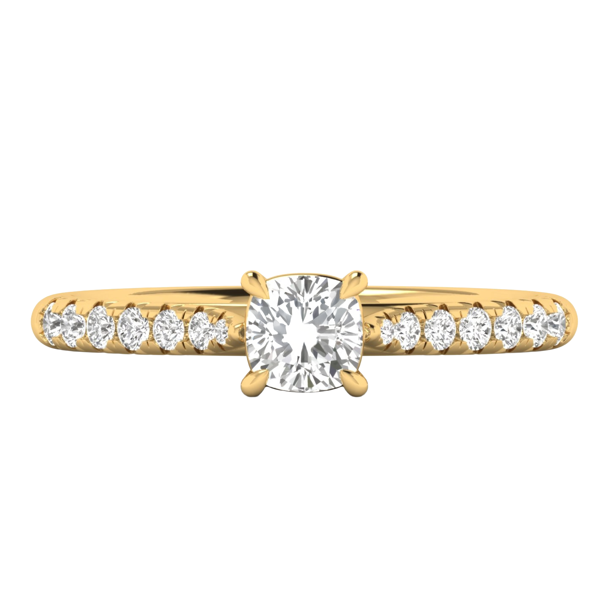 Louisa Diamond Solitaire Pavé Ring Cushion - 0.7ct to 3.1ct