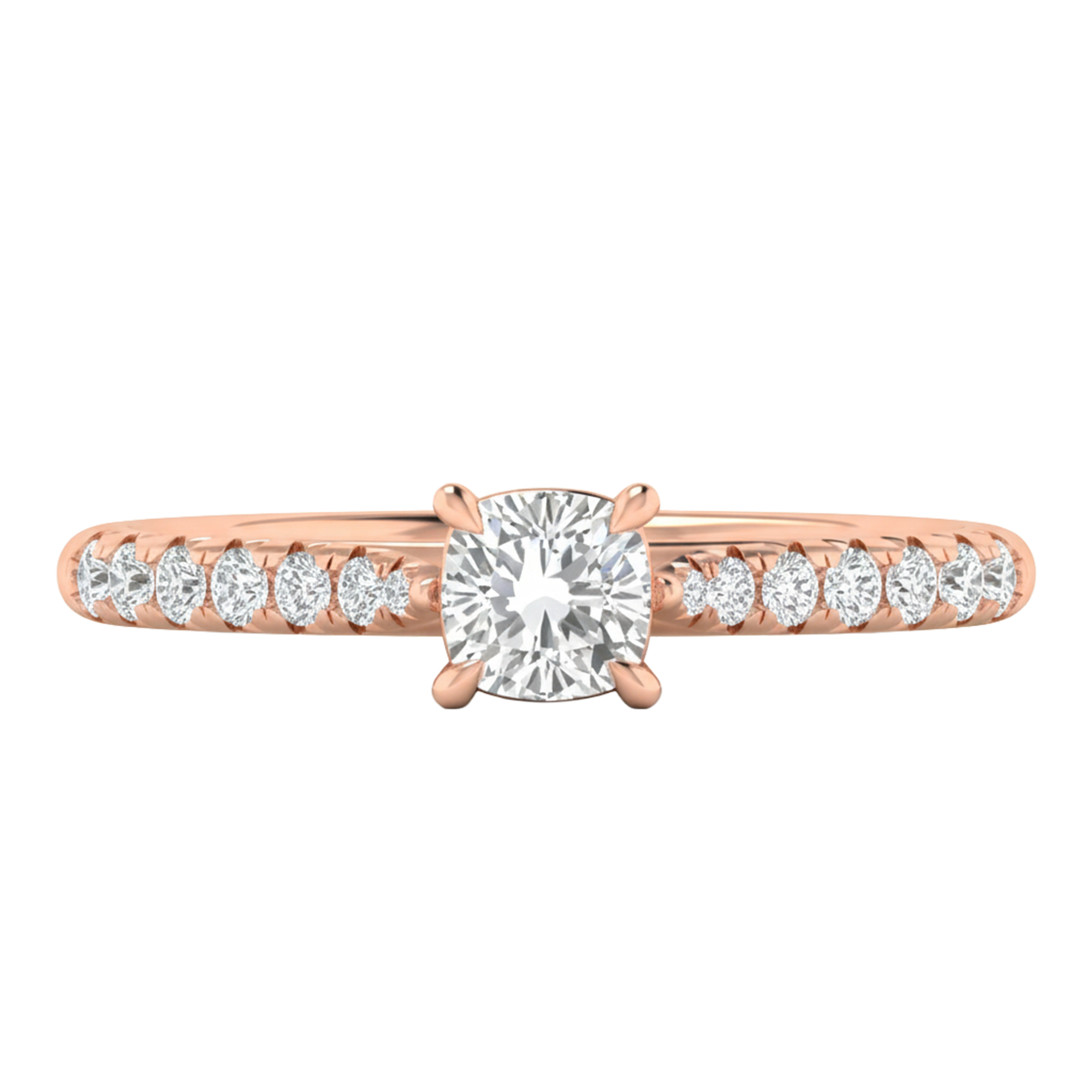 Louisa Diamond Solitaire Pavé Ring Cushion - 0.7ct to 3.1ct