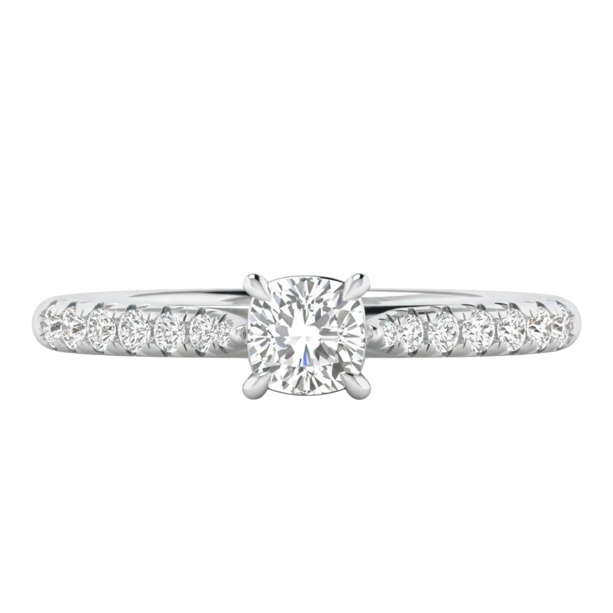Louisa Diamond Solitaire Pavé Ring Cushion - 0.7ct to 3.1ct