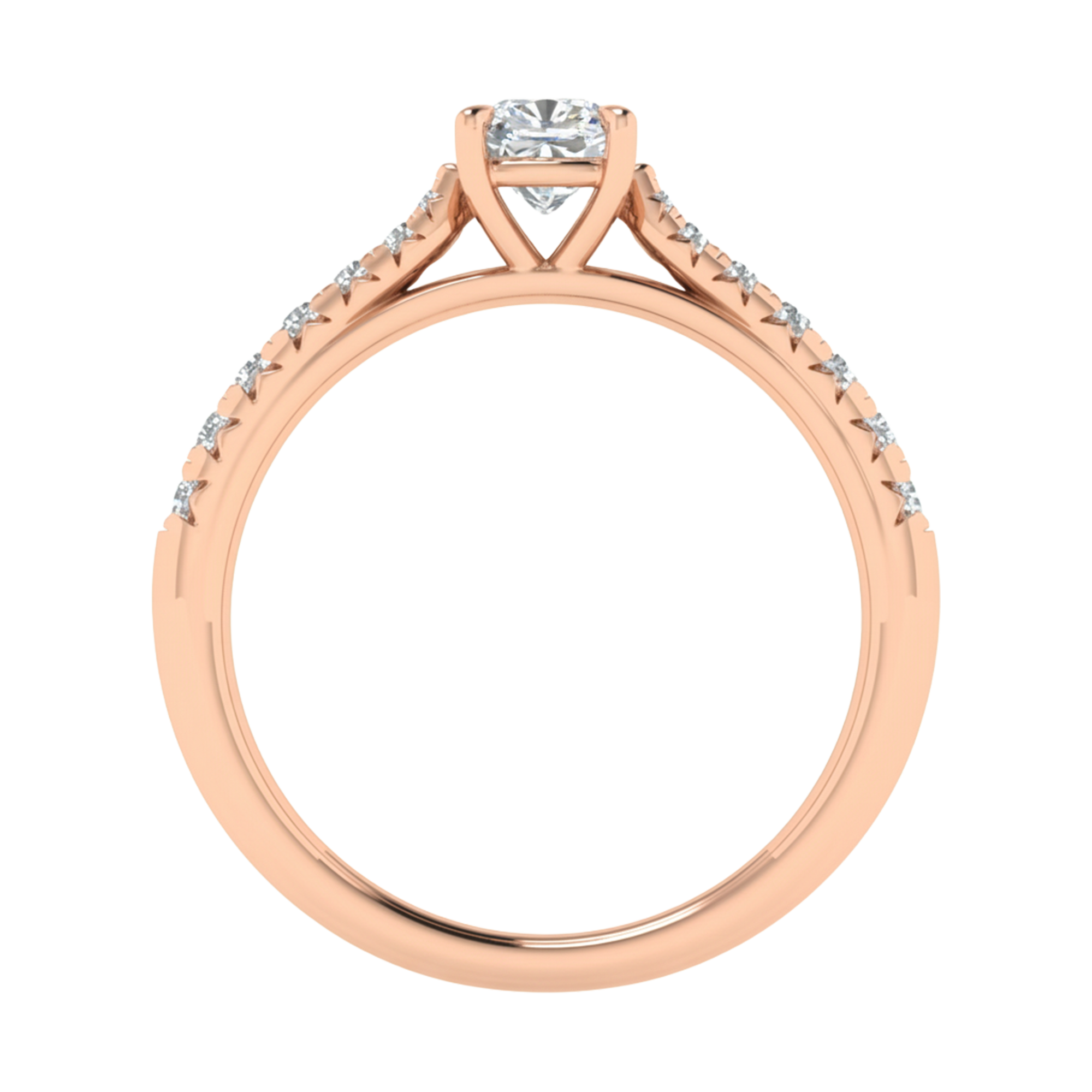 Louisa Diamond Solitaire Pavé Ring Cushion - 0.7ct to 3.1ct