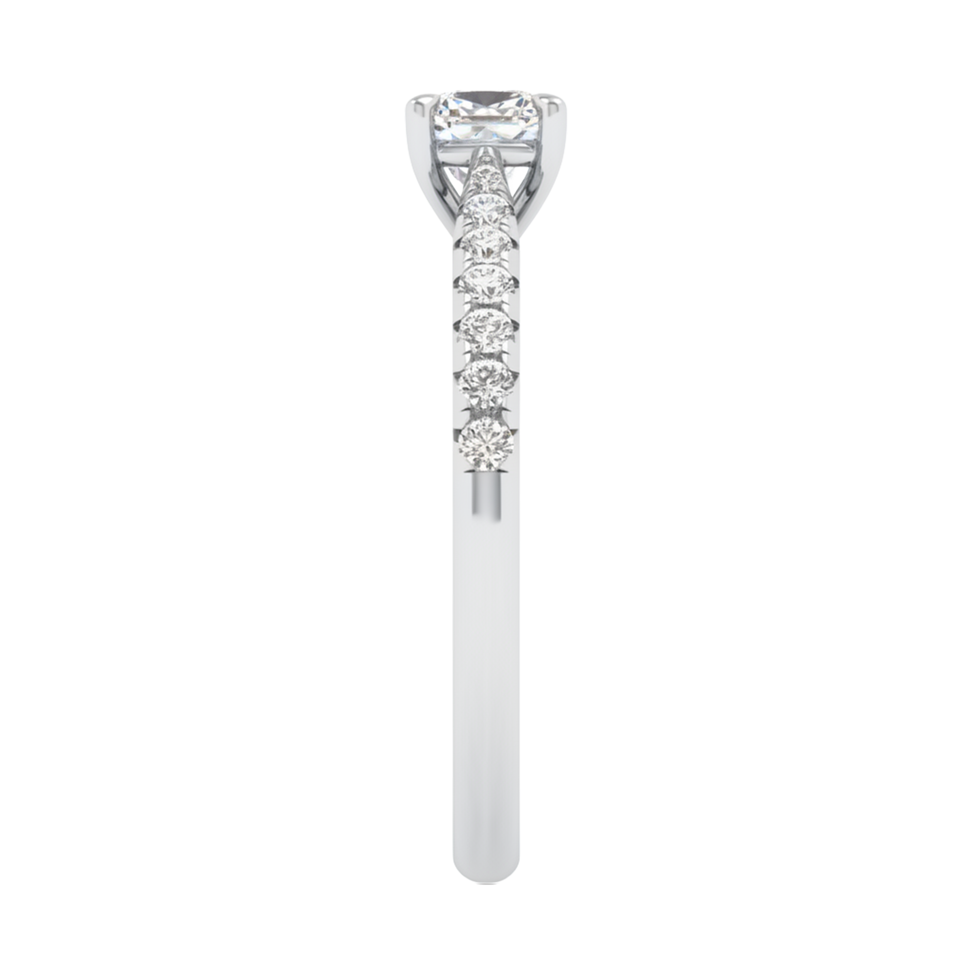 Louisa Diamond Solitaire Pavé Ring Cushion - 0.7ct to 3.1ct