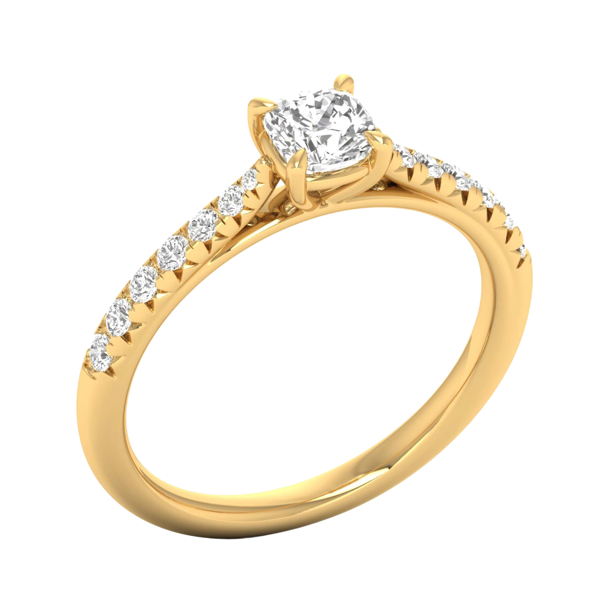 Louisa Diamond Solitaire Pavé Ring Cushion - 0.7ct to 3.1ct