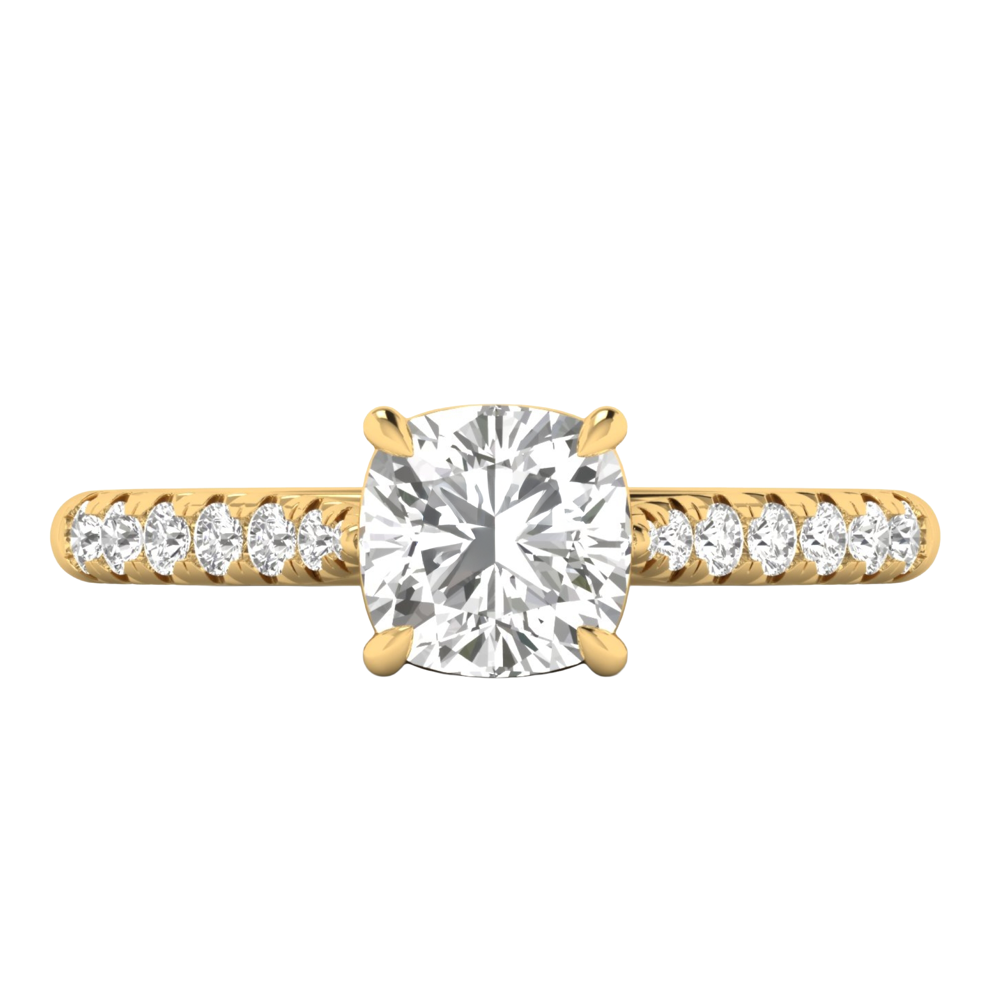Louisa Diamond Solitaire Pavé Ring Cushion - 0.7ct to 3.1ct