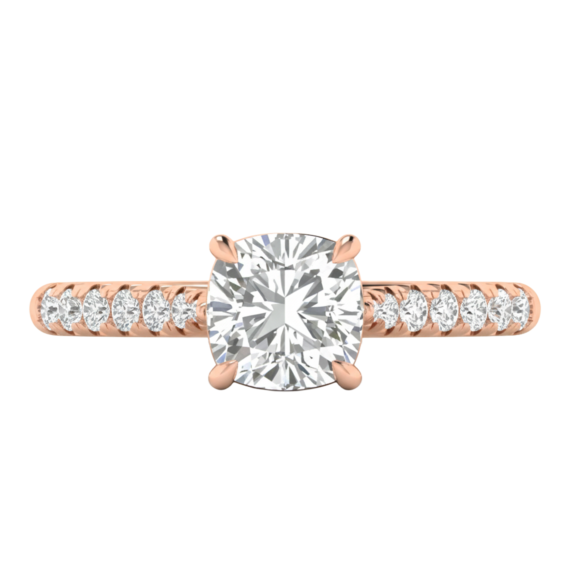 Louisa Diamond Solitaire Pavé Ring Cushion - 0.7ct to 3.1ct