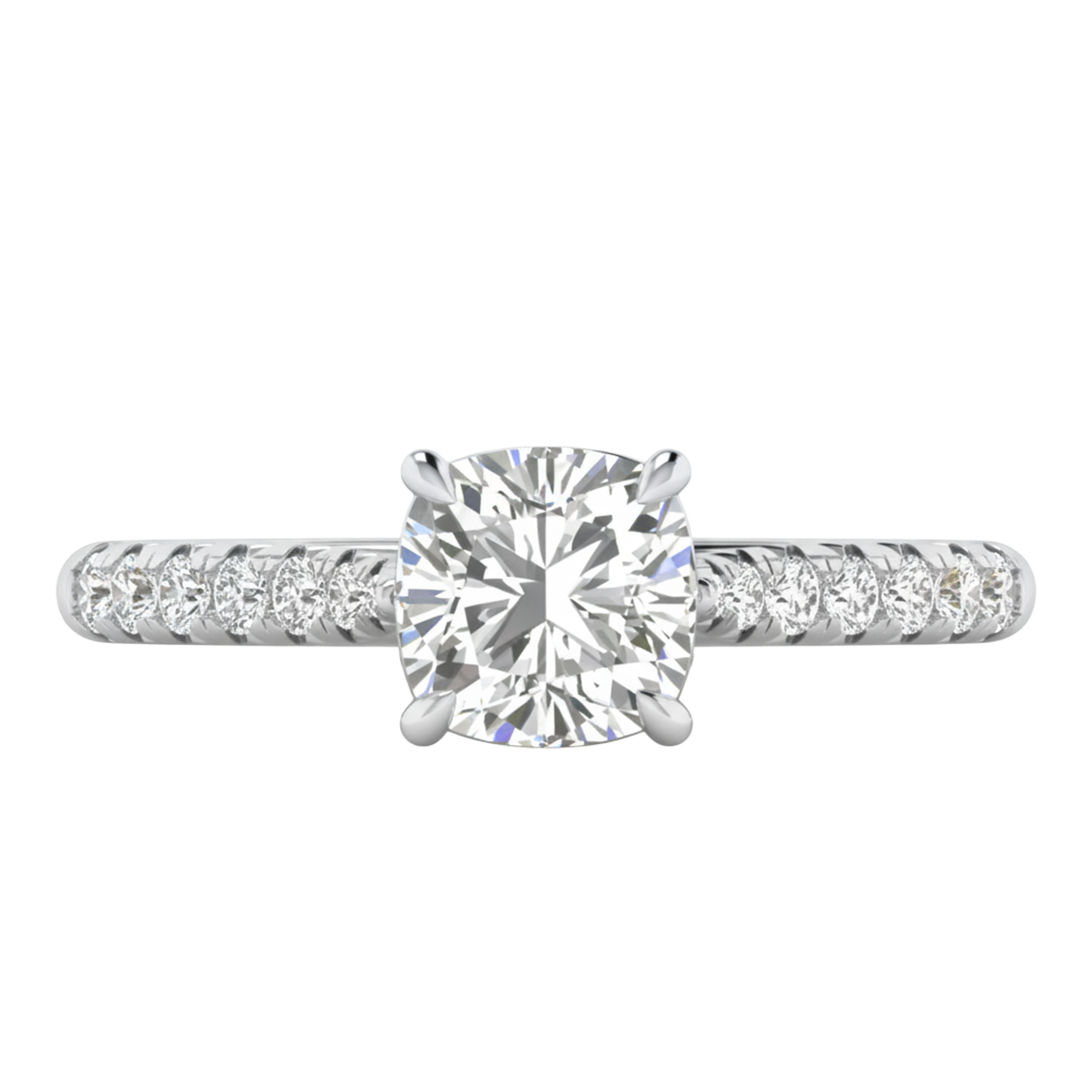 Louisa Diamond Solitaire Pavé Ring Cushion - 0.7ct to 3.1ct