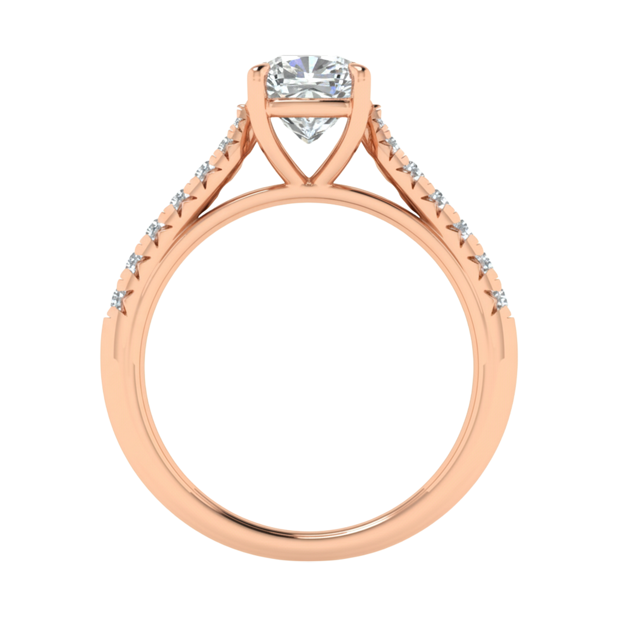 Louisa Diamond Solitaire Pavé Ring Cushion - 0.7ct to 3.1ct