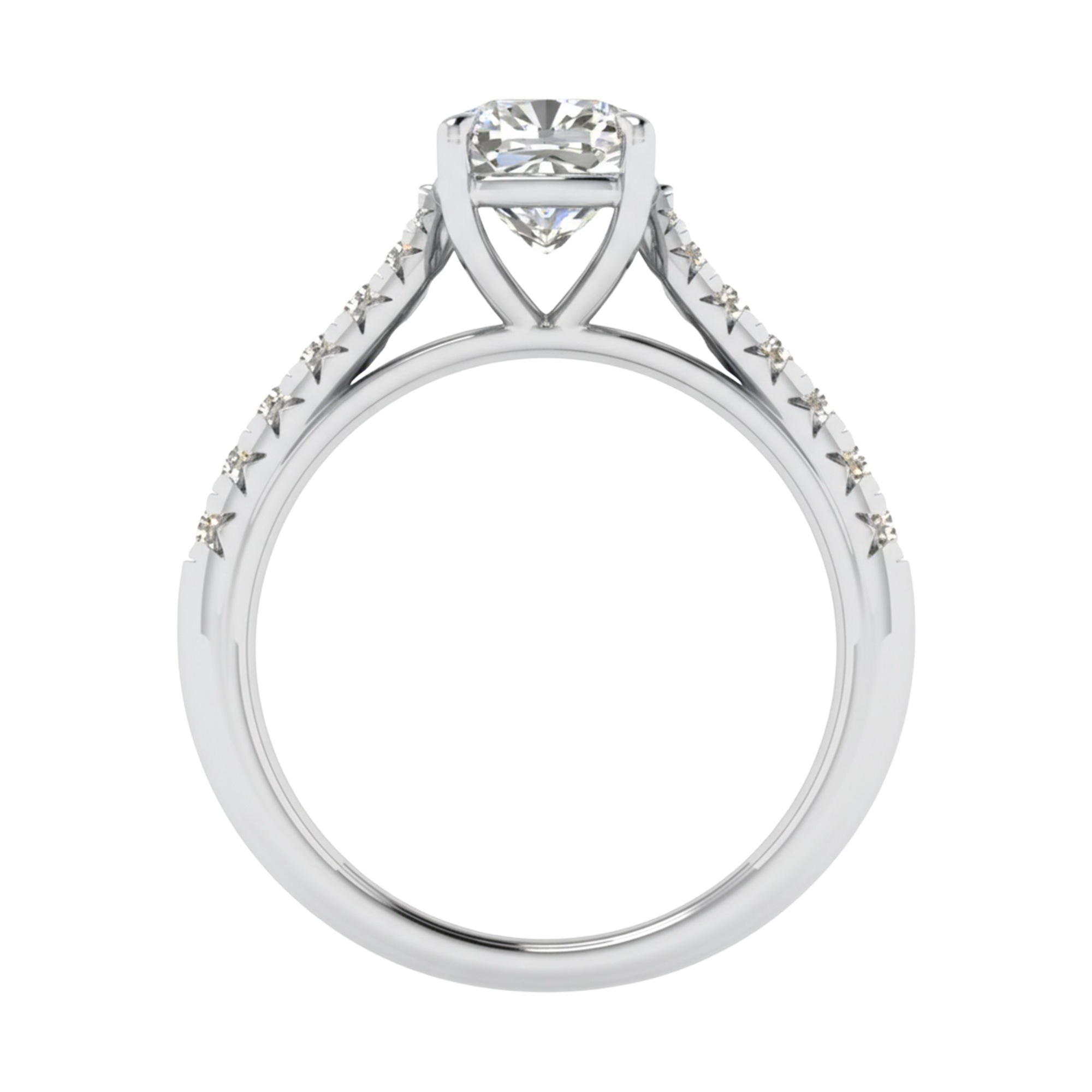 Louisa Diamond Solitaire Pavé Ring Cushion - 0.7ct to 3.1ct