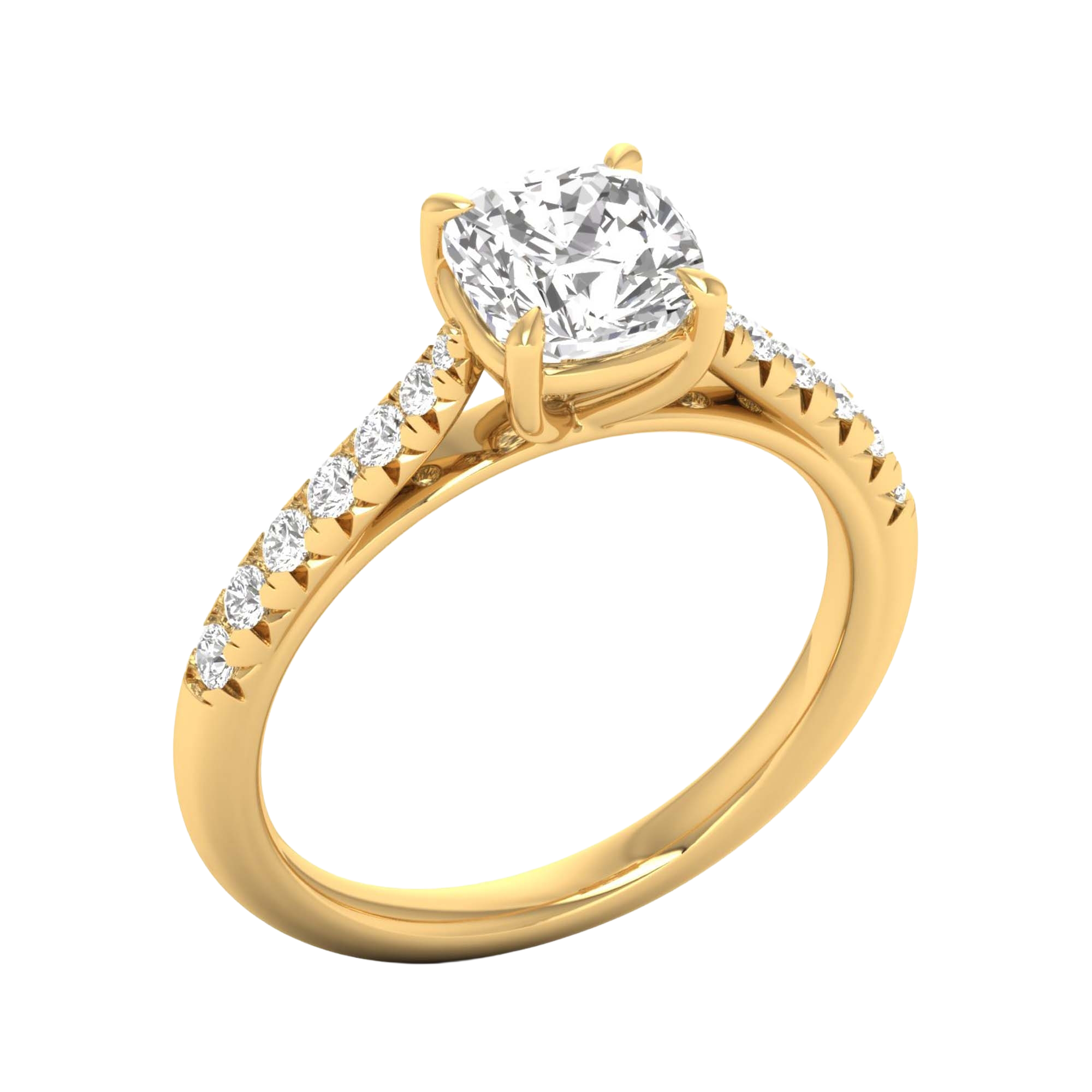 Louisa Diamond Solitaire Pavé Ring Cushion - 0.7ct to 3.1ct